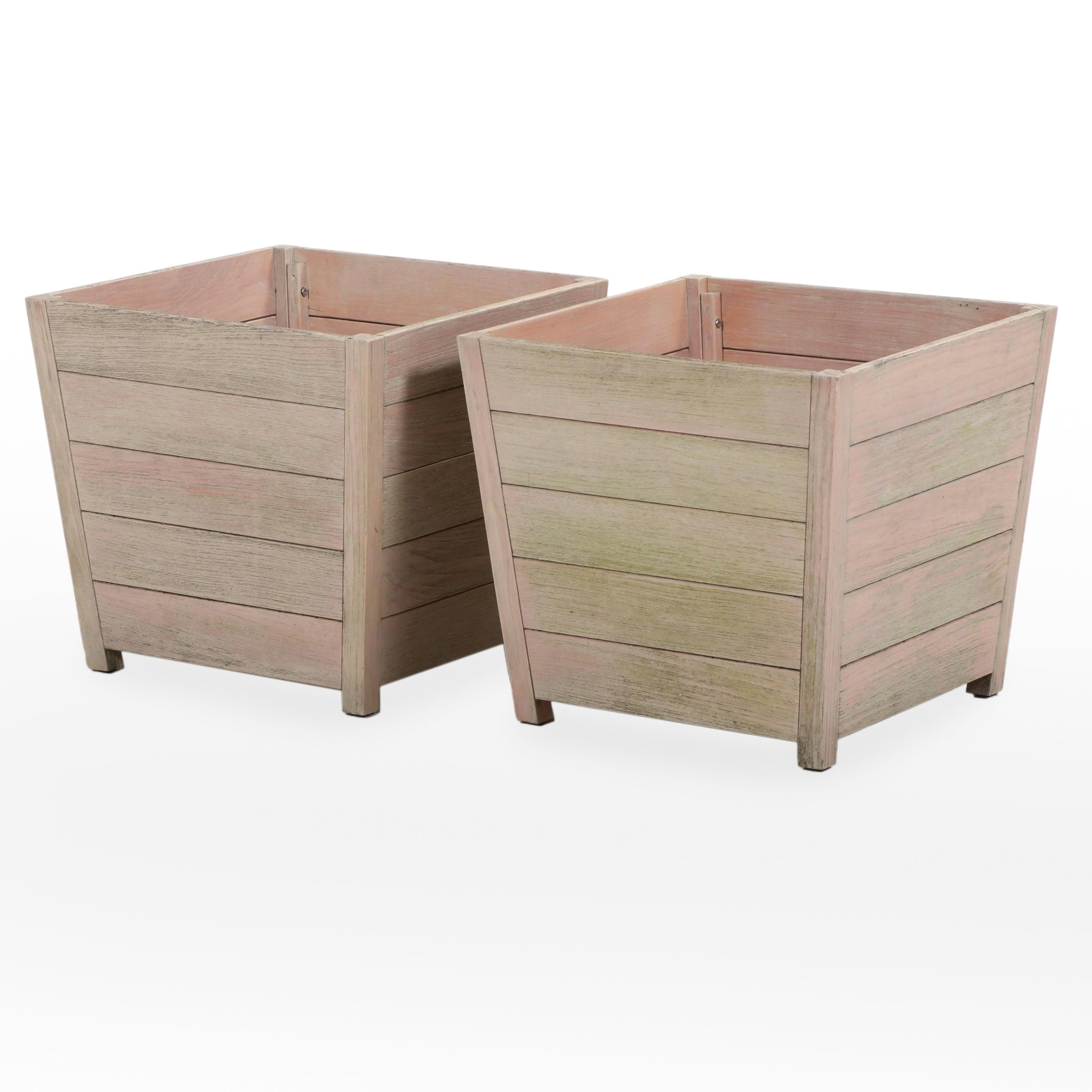 Pair of Frontgate Teak Planters