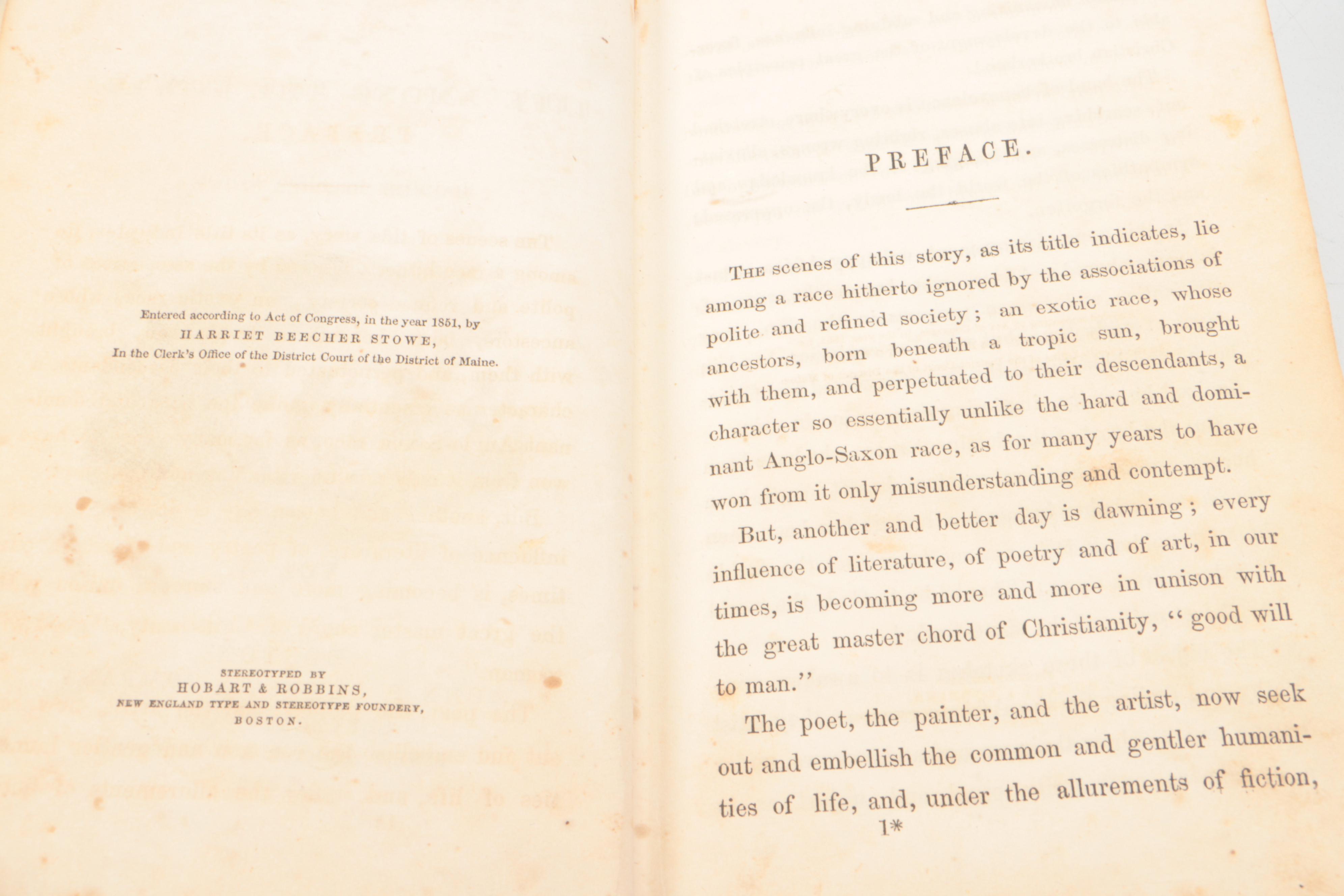 First Edition, First Printing "Uncle Tom's Cabin" by Harriet Beecher Stowe, 1852