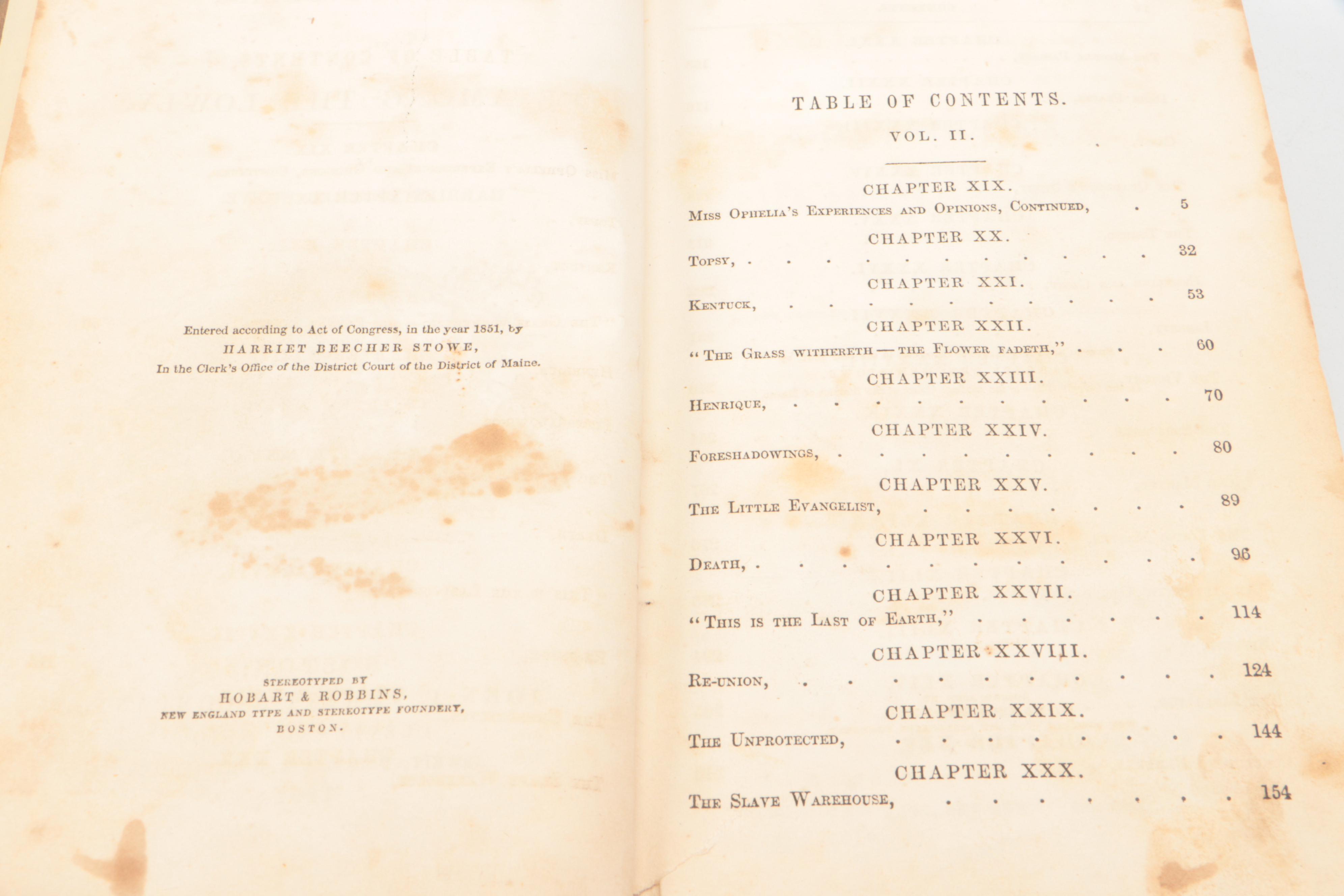 First Edition, First Printing "Uncle Tom's Cabin" by Harriet Beecher Stowe, 1852