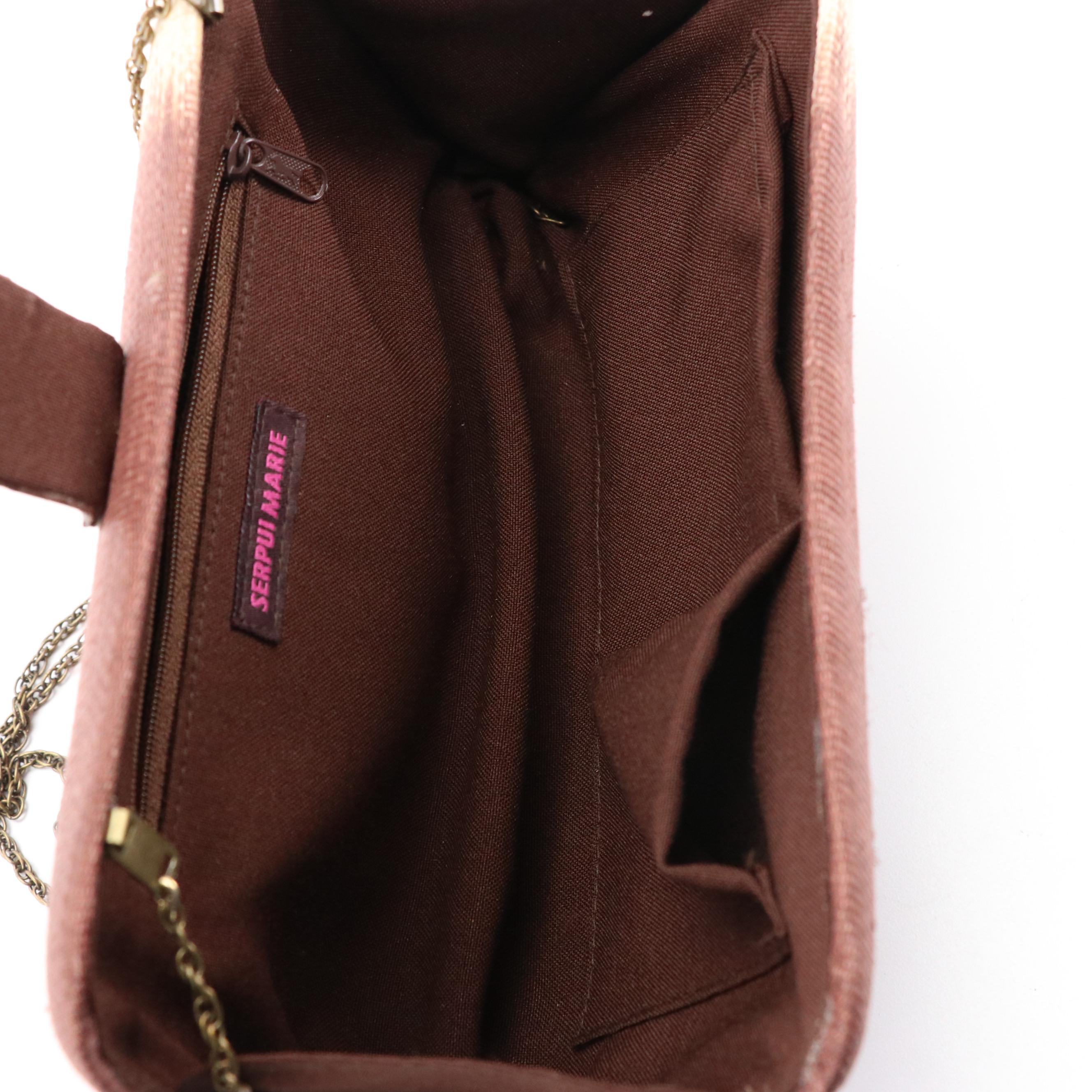 Serpui Marie Woven and Snakeskin Clutch Purse and Kotur Snakeskin Clutch Purse