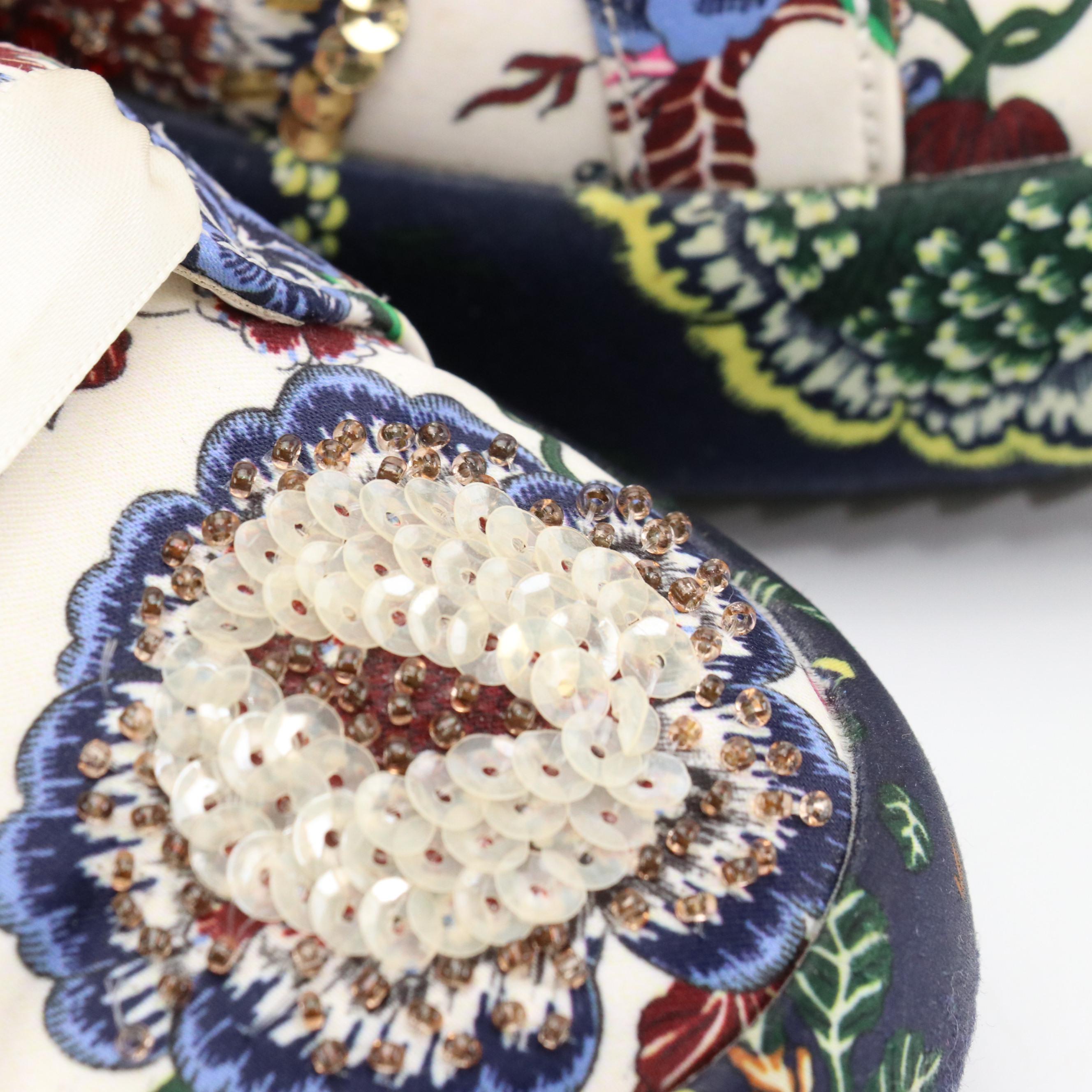 Tory Burch Kacey Happy Times Embellished Floral Satin Low-Top Sneakers