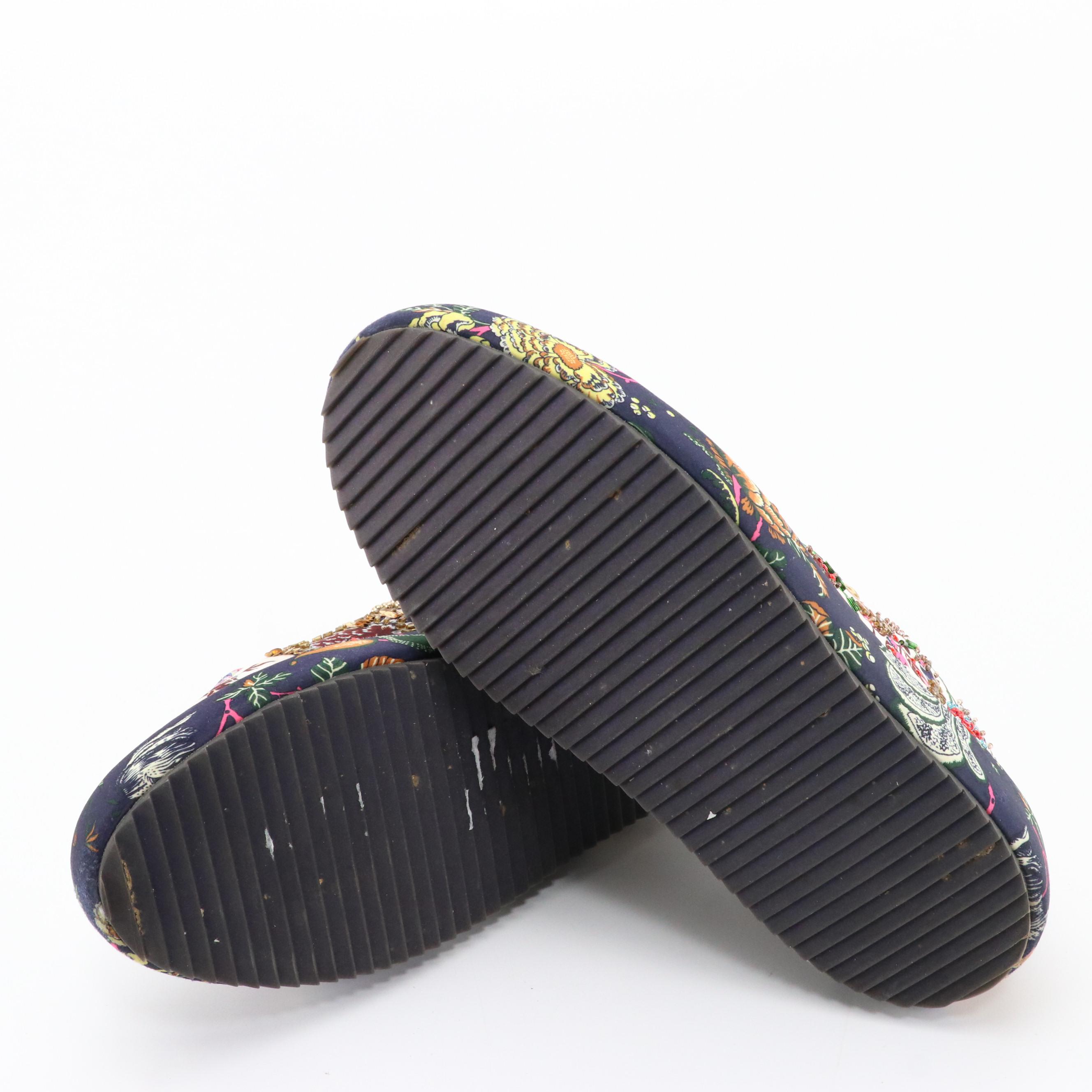 Tory Burch Kacey Happy Times Embellished Floral Satin Low-Top Sneakers