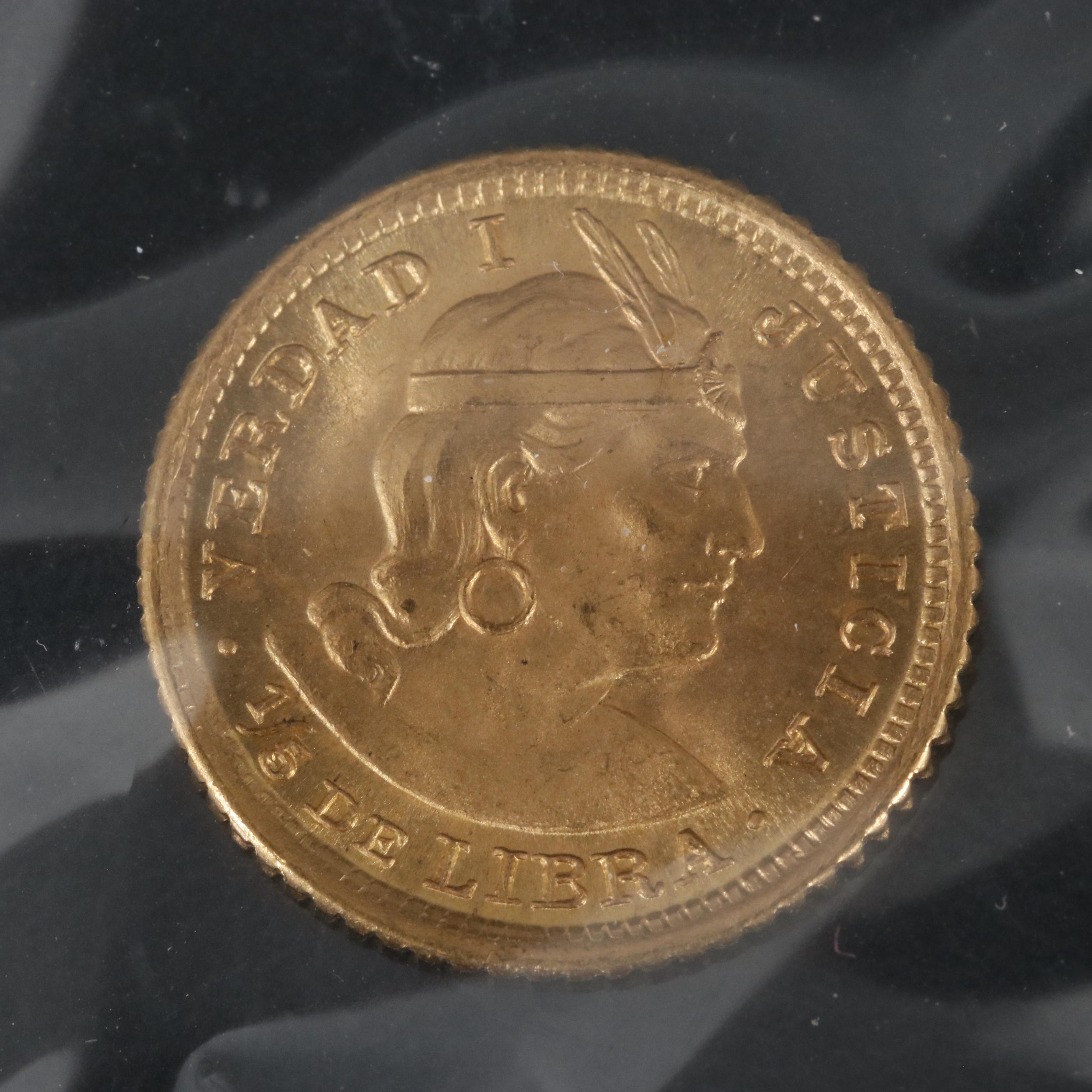1965 Peru 1/5 Libra Gold Coin
