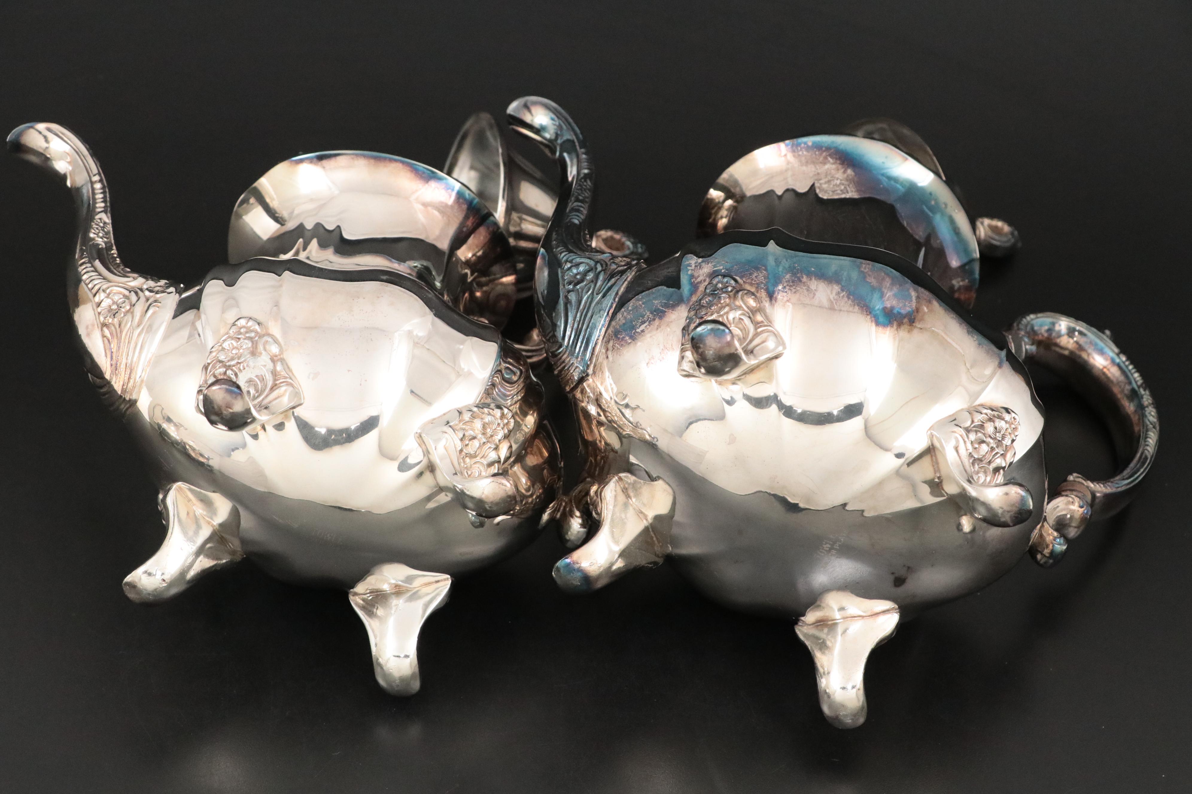 Towle "Grand Duchess" Silver Plate Tea Set with Sterling and Silver Tableware