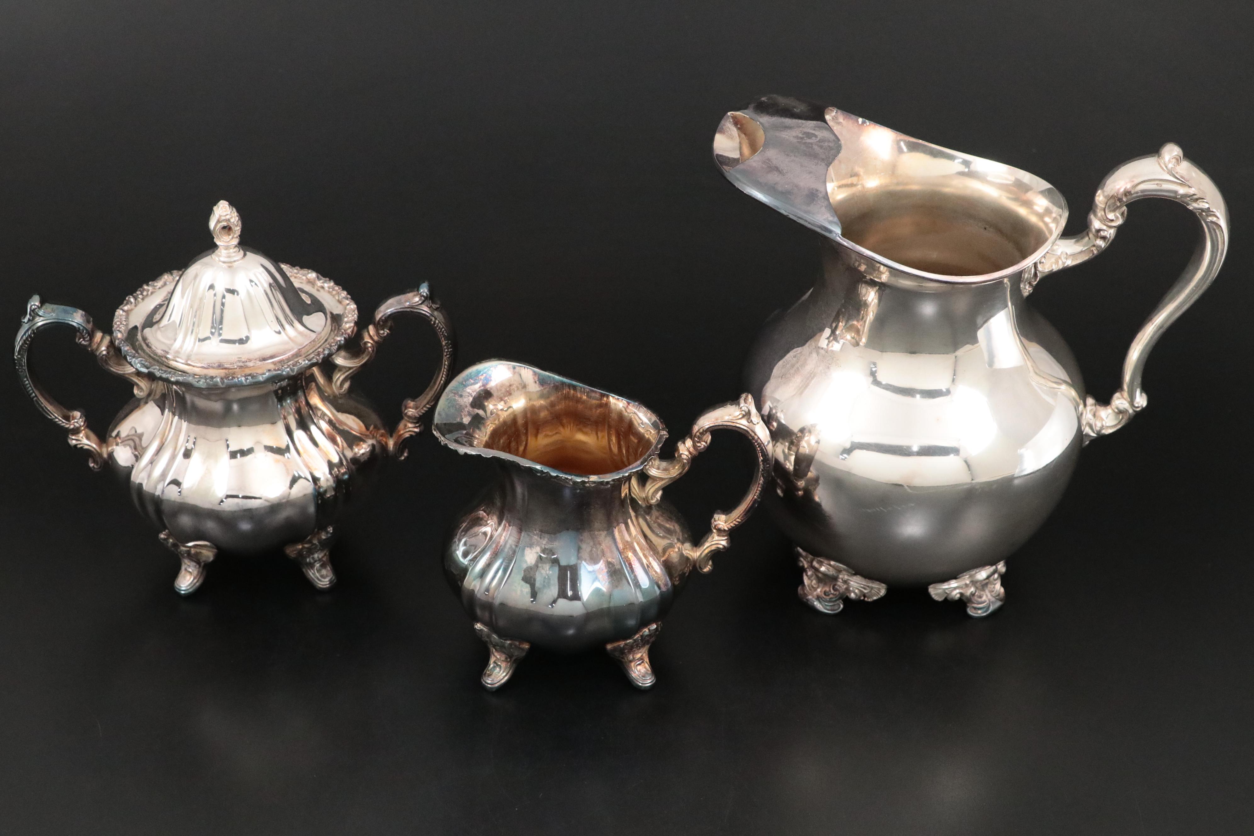 Towle "Grand Duchess" Silver Plate Tea Set with Sterling and Silver Tableware