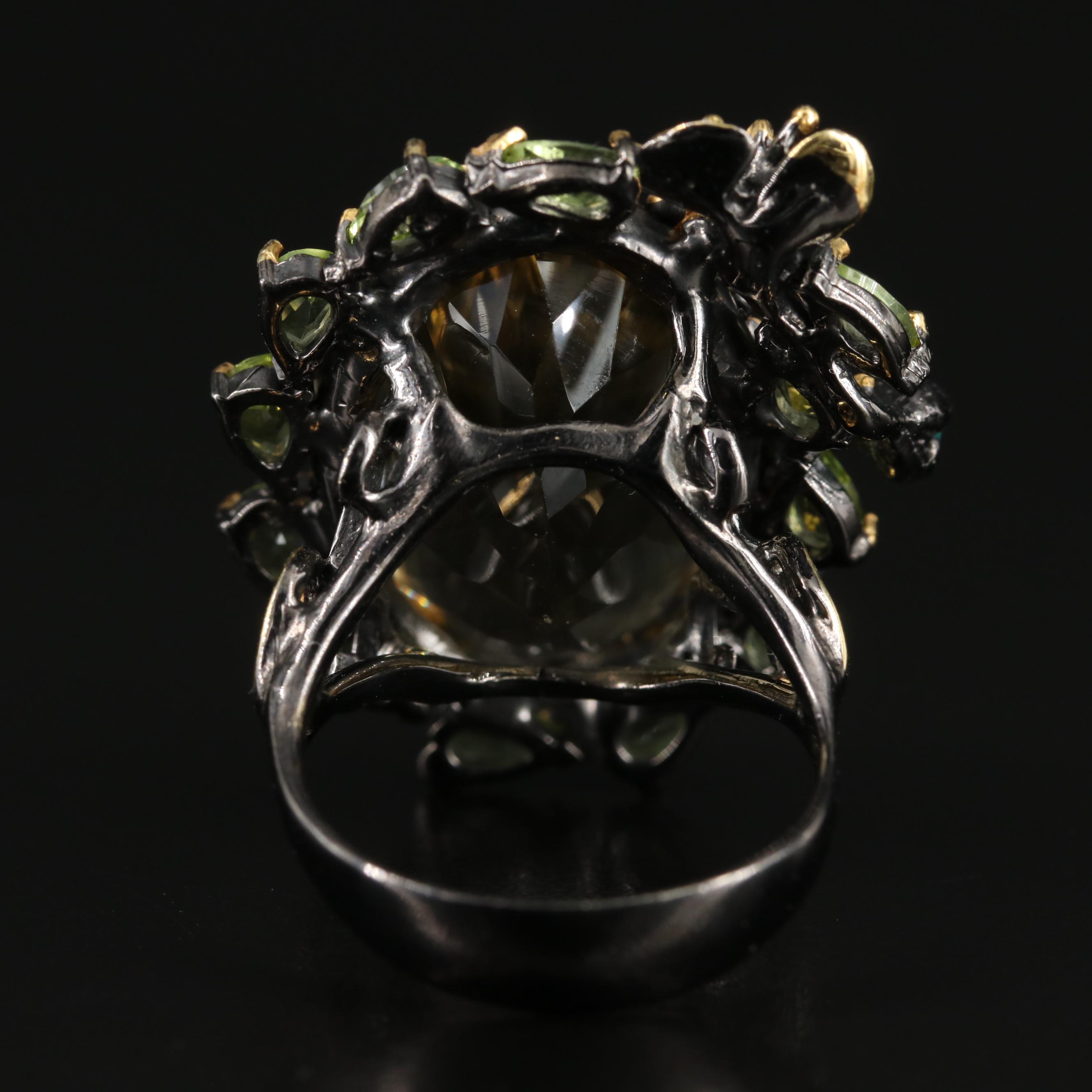 Sterling Citrine and Peridot Ring