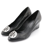 Tory Burch Black Leather Wedges