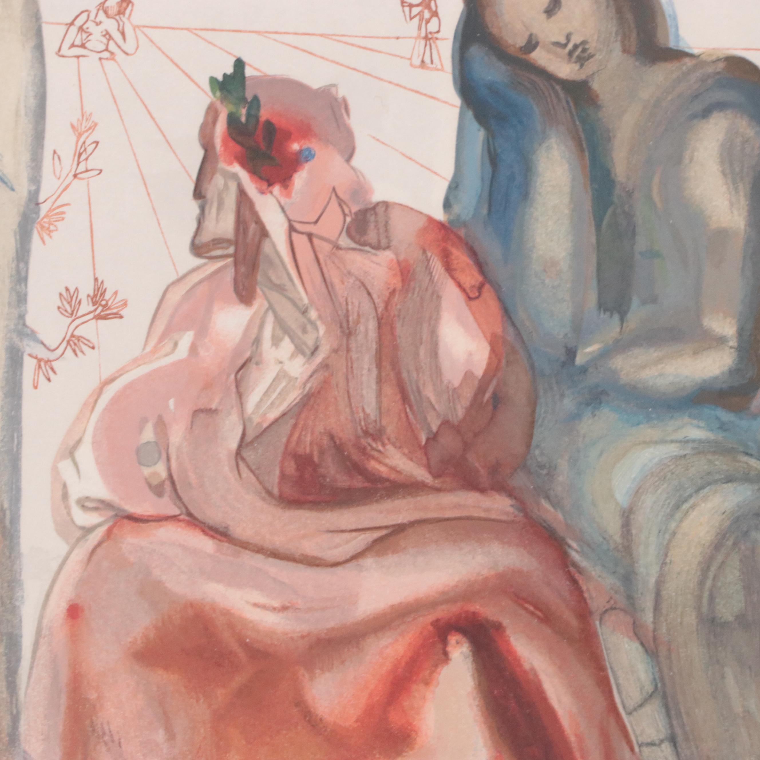 Salvador Dalí Wood Engraving "La Confession de Dante"