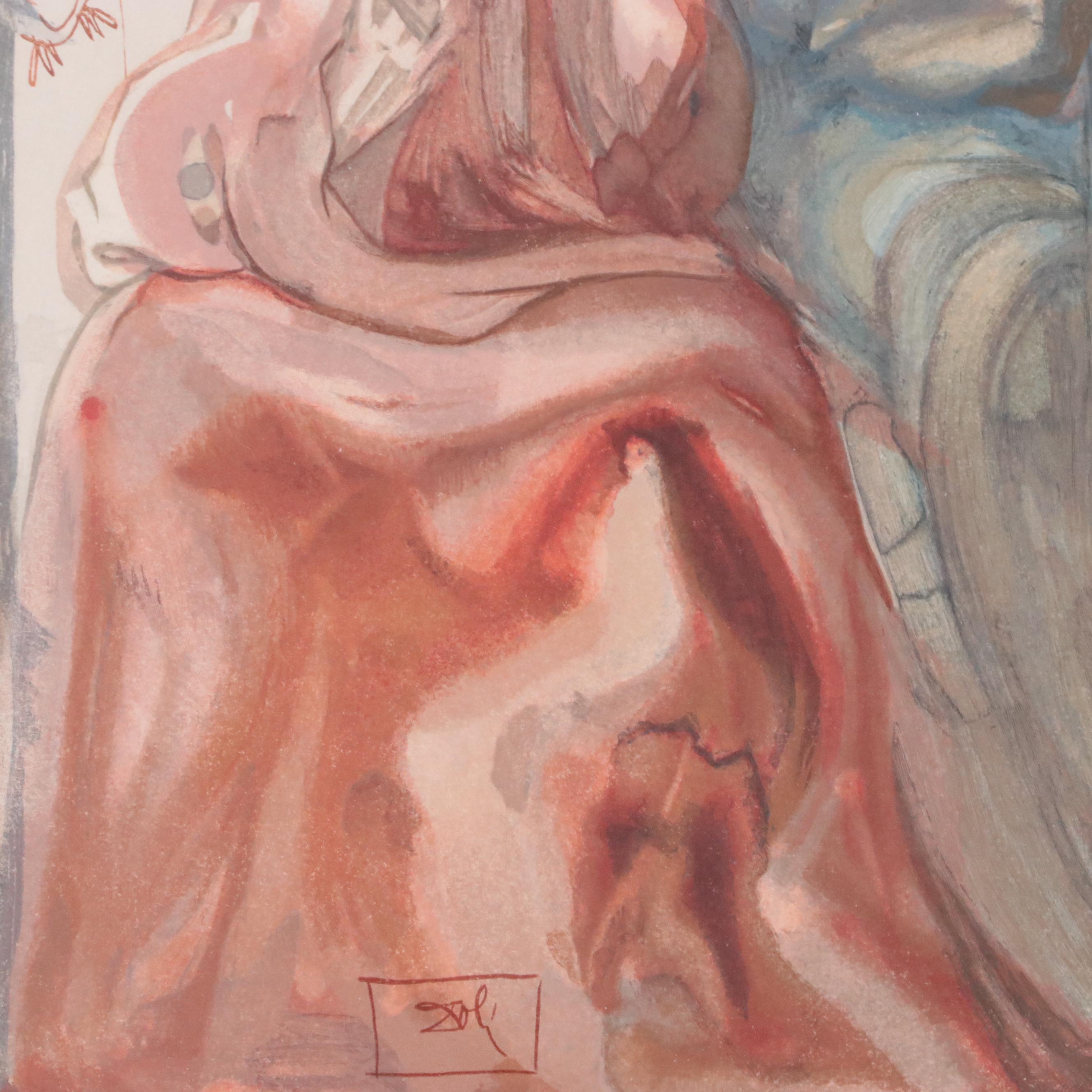 Salvador Dalí Wood Engraving "La Confession de Dante"