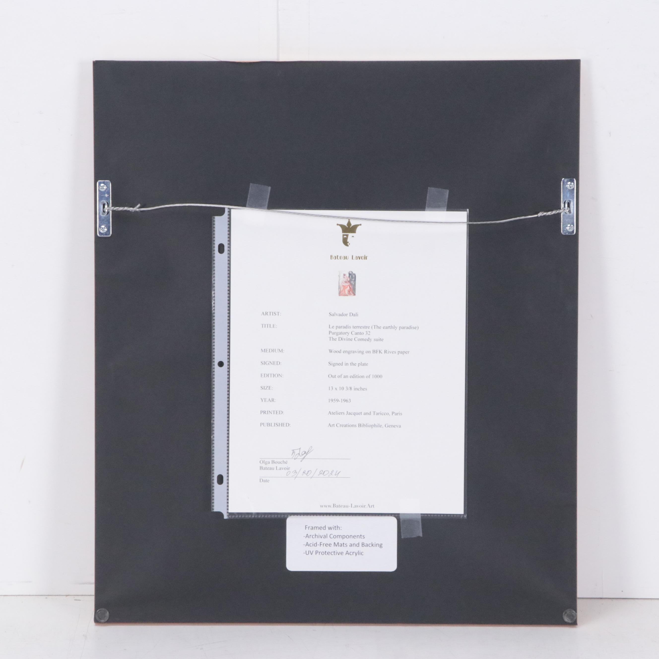 Salvador Dalí Wood Engraving "La Confession de Dante"