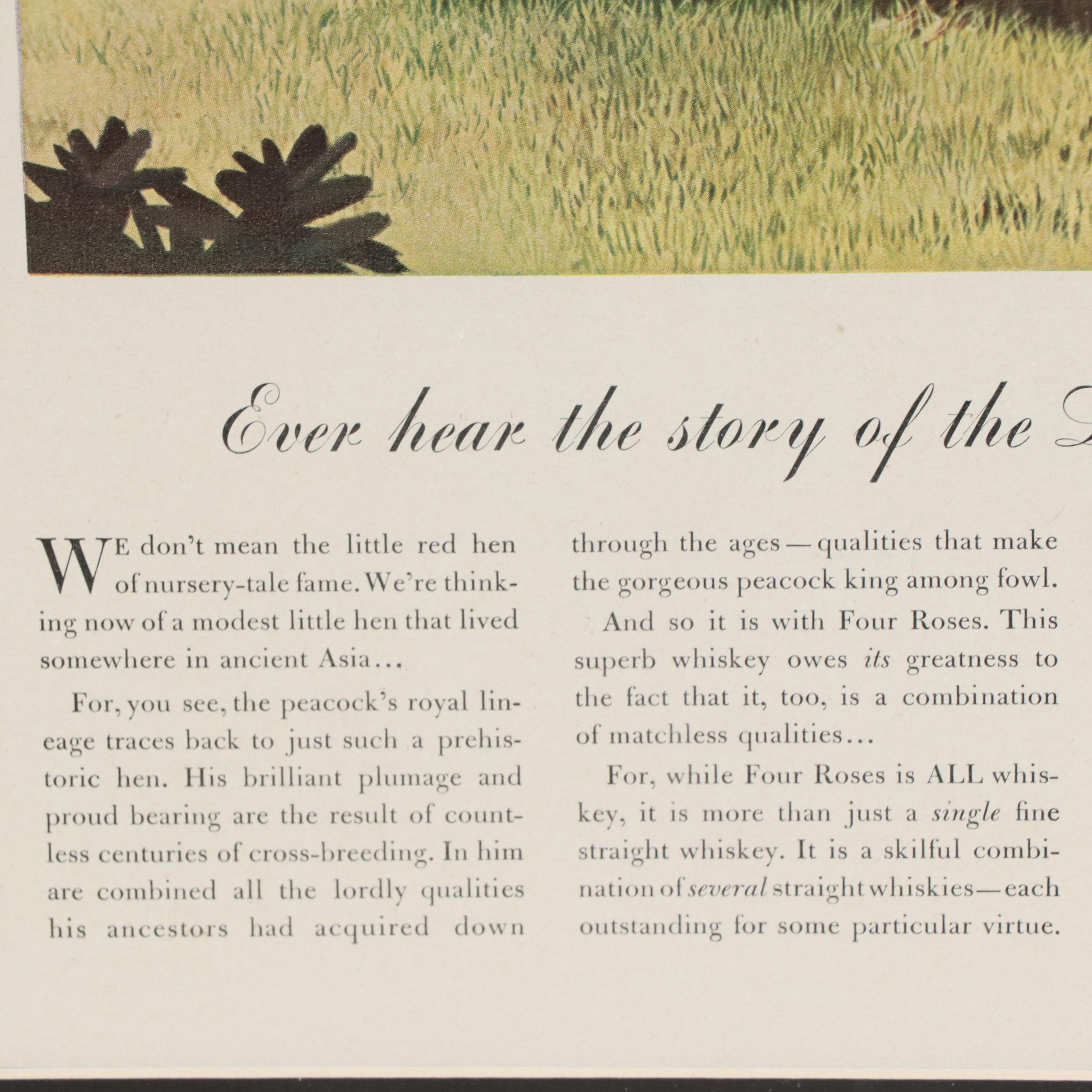 Four Roses Offset Lithograph Advertisement Poster