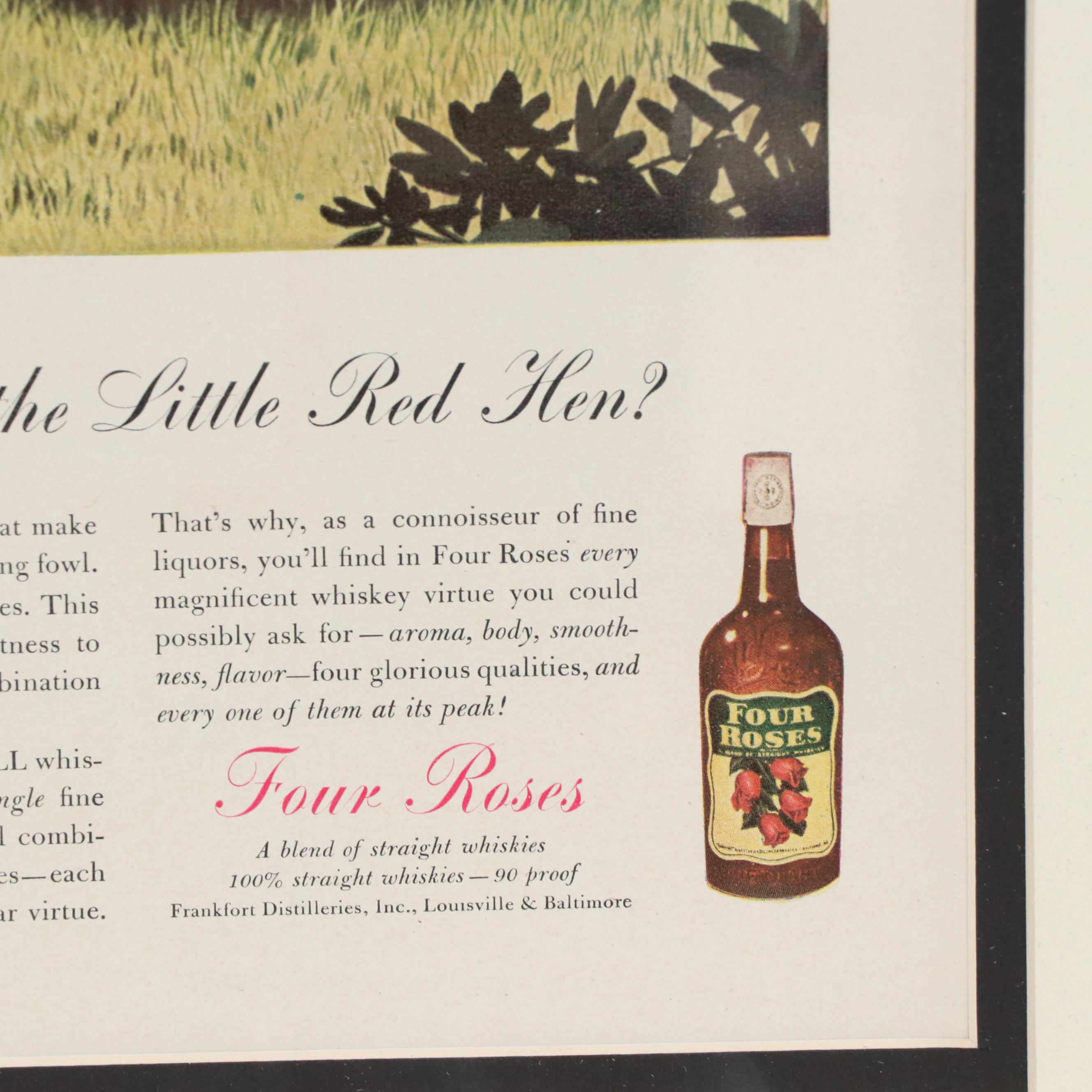 Four Roses Offset Lithograph Advertisement Poster
