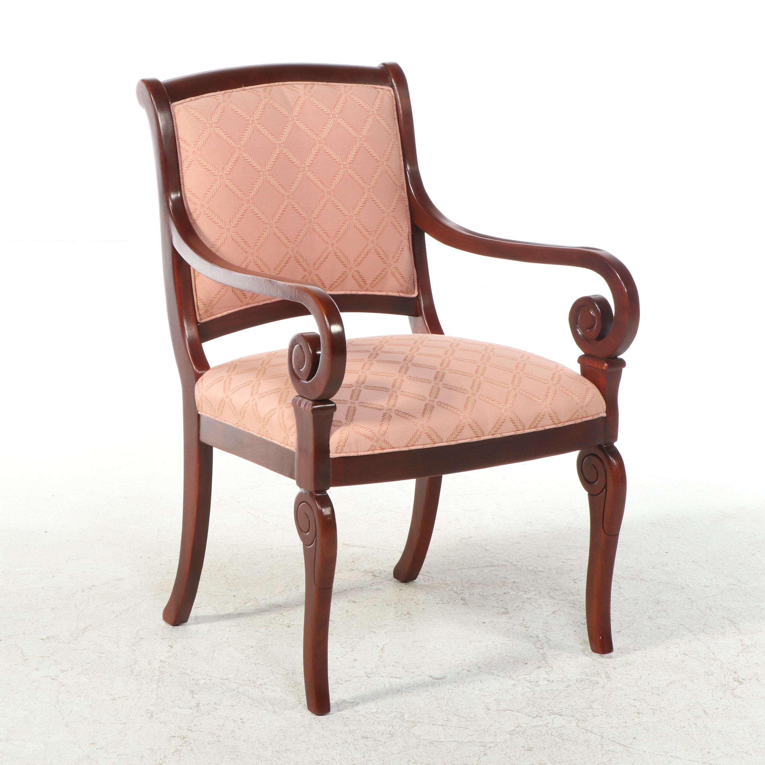 Classical Style Mahogany Armchair Plus Bombay Company Pedestal