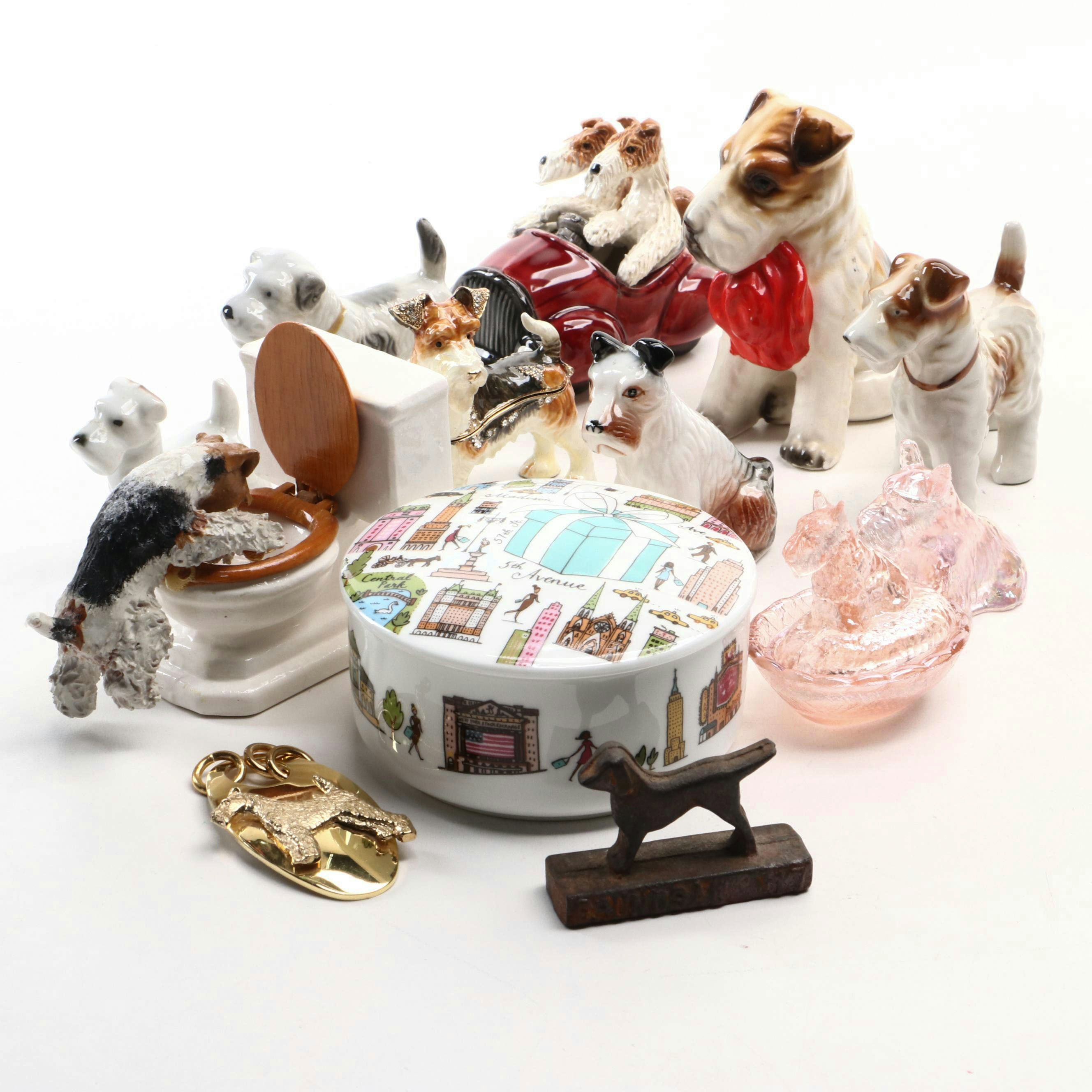 Tiffany & Co. Keepsake Box with Other Terrier Dog Figurines and Décor