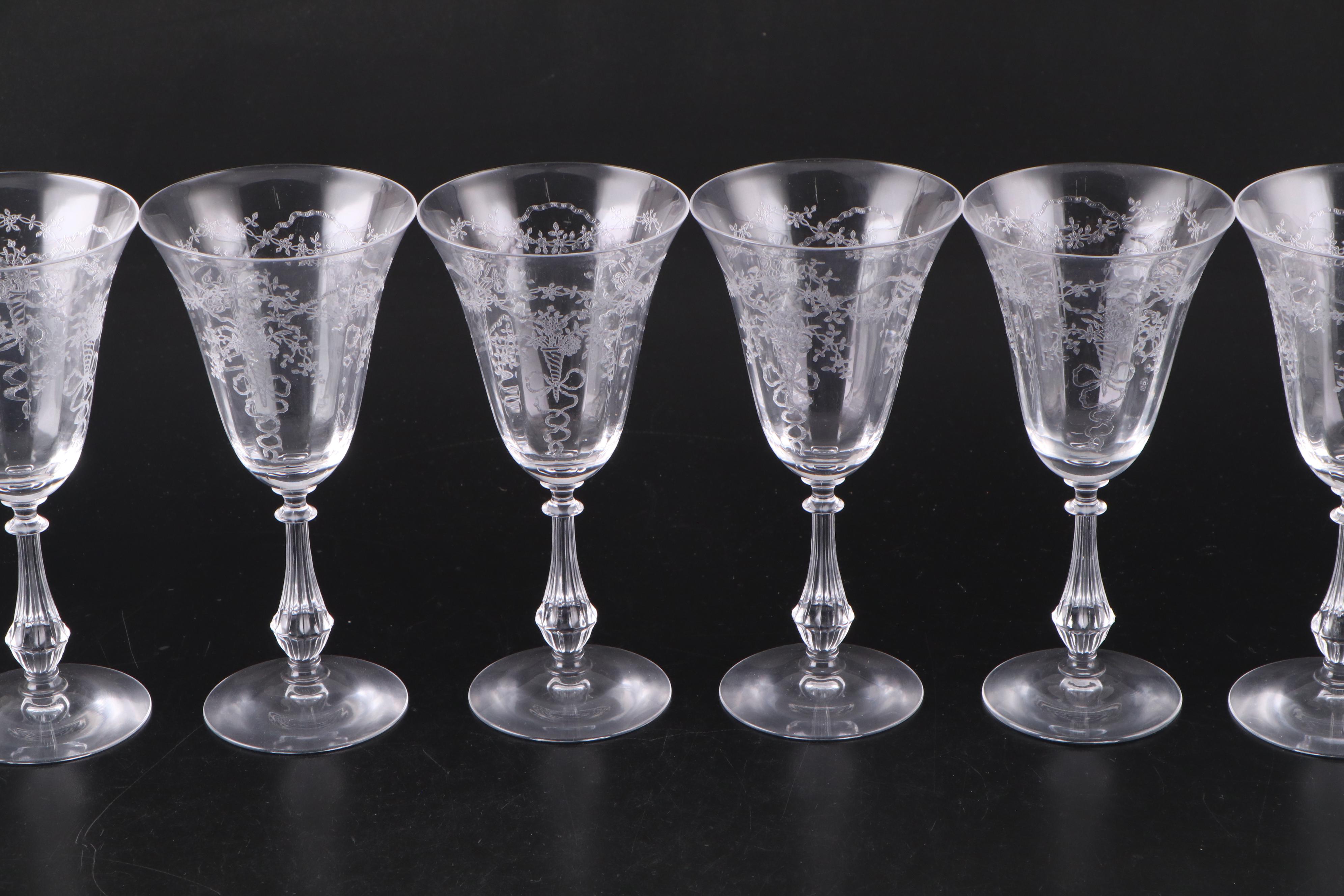 Fostoria "Corsage" Etched Glass Stemware, 1935-1959