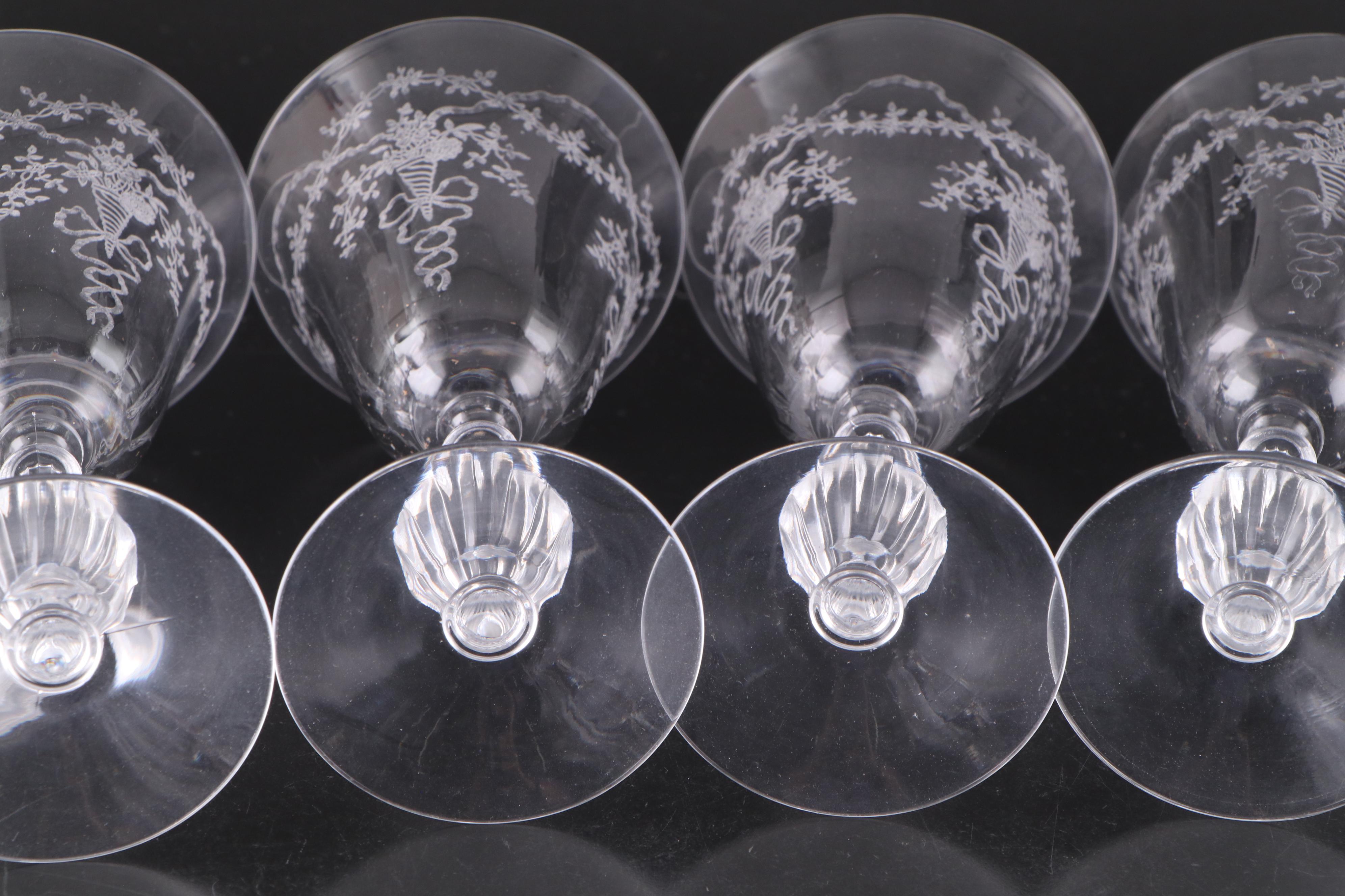 Fostoria "Corsage" Etched Glass Stemware, 1935-1959