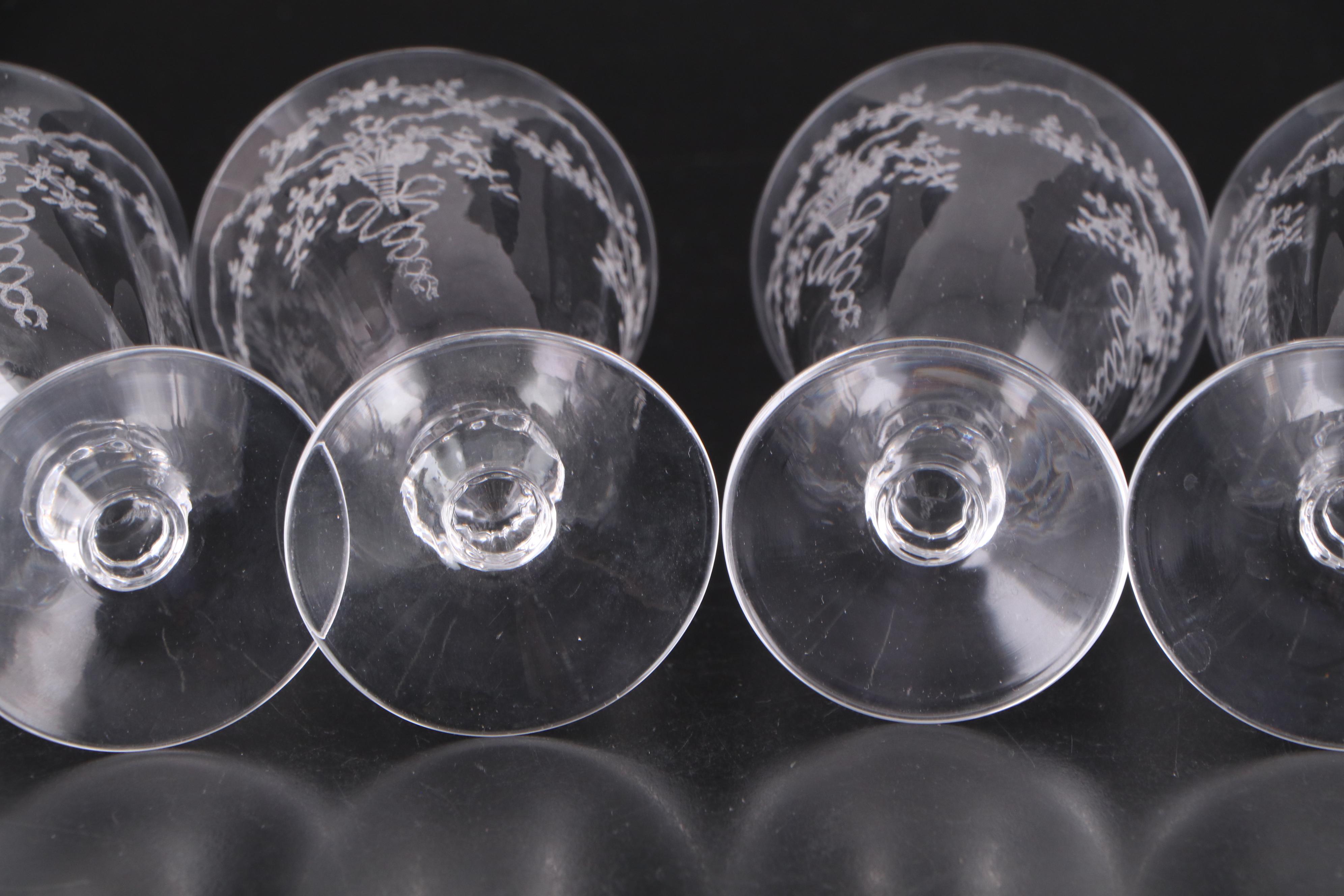 Fostoria "Corsage" Etched Glass Stemware, 1935-1959