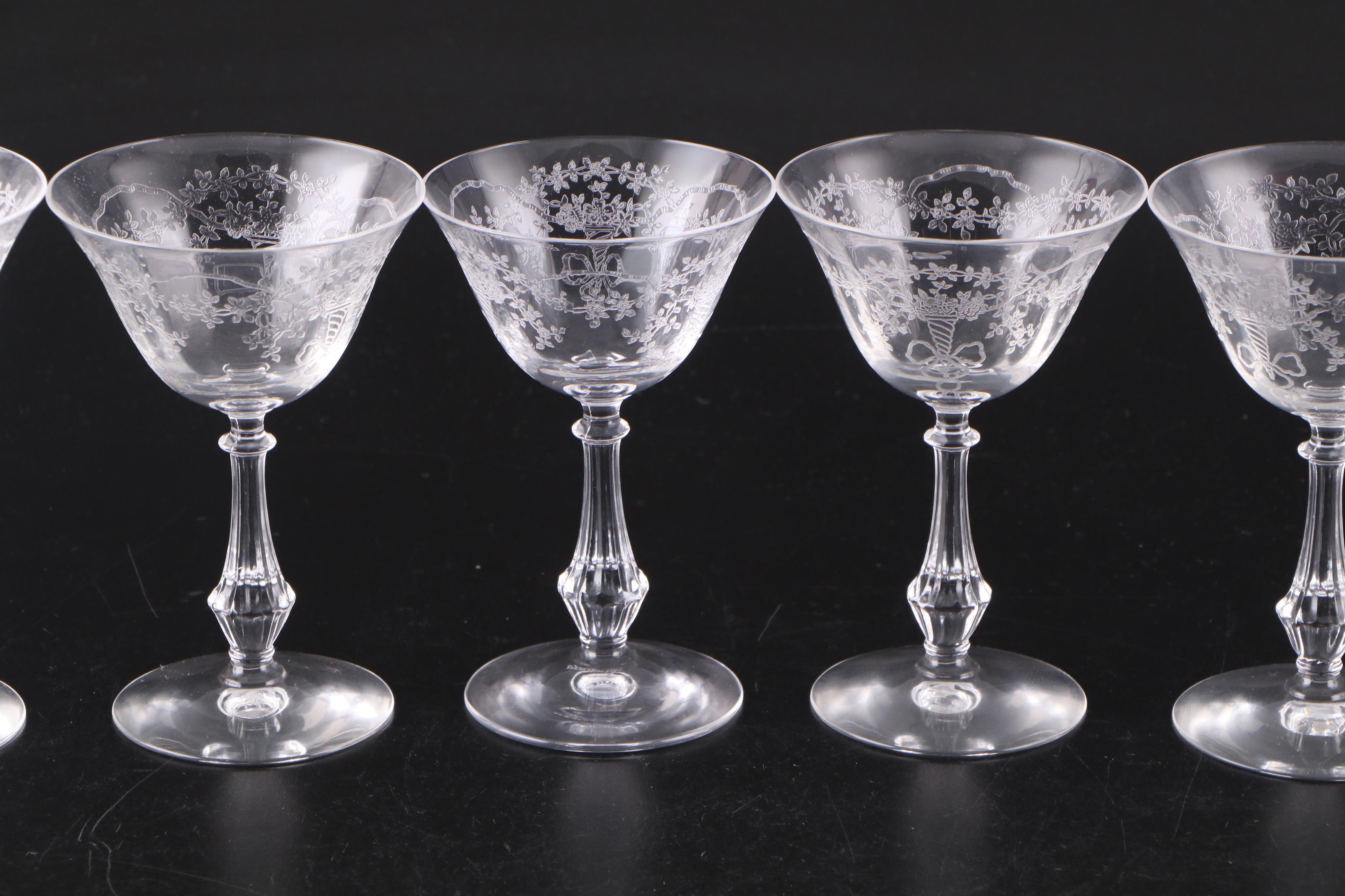 Fostoria "Corsage" Etched Glass Stemware, 1935-1959