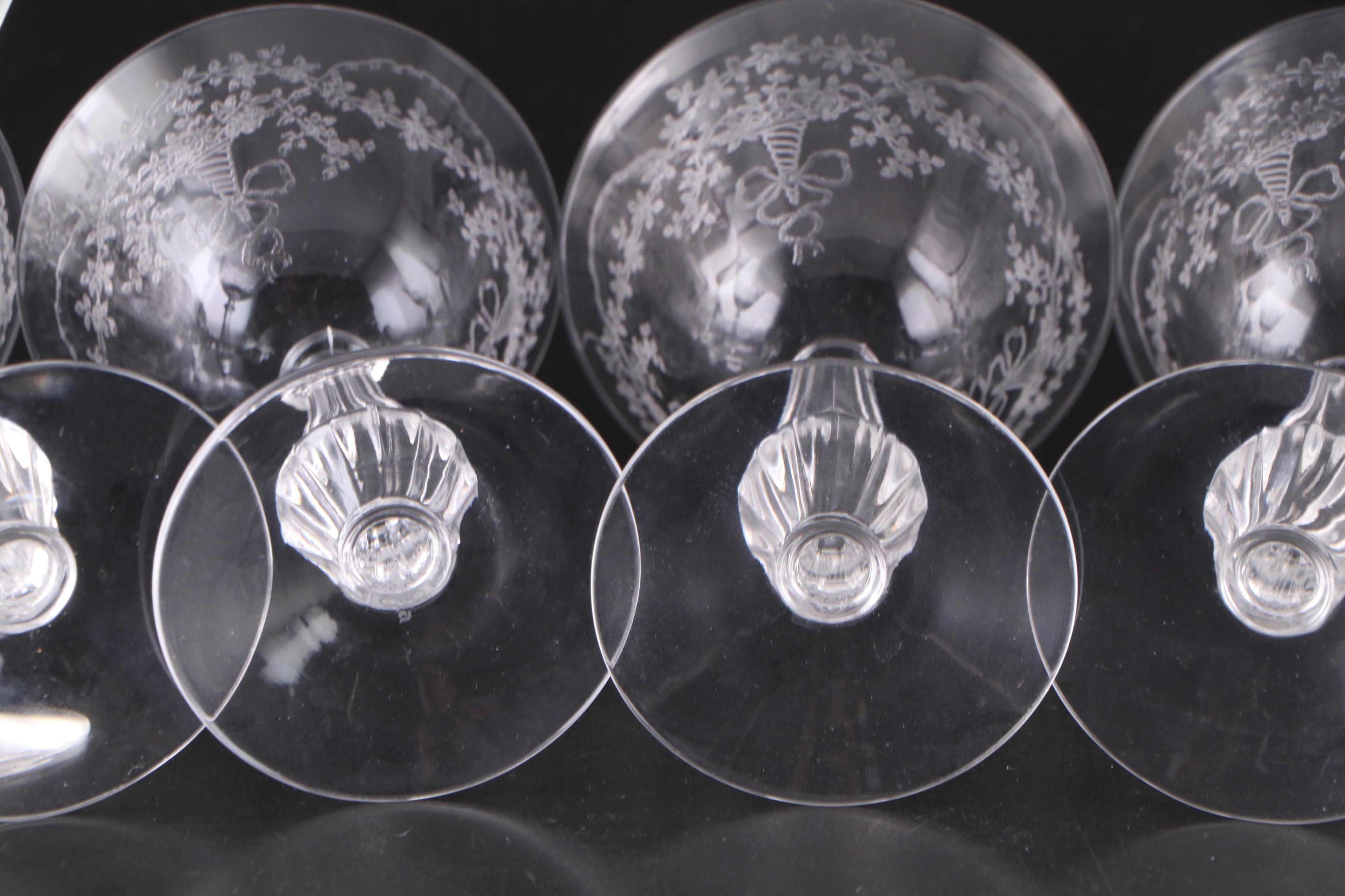 Fostoria "Corsage" Etched Glass Stemware, 1935-1959