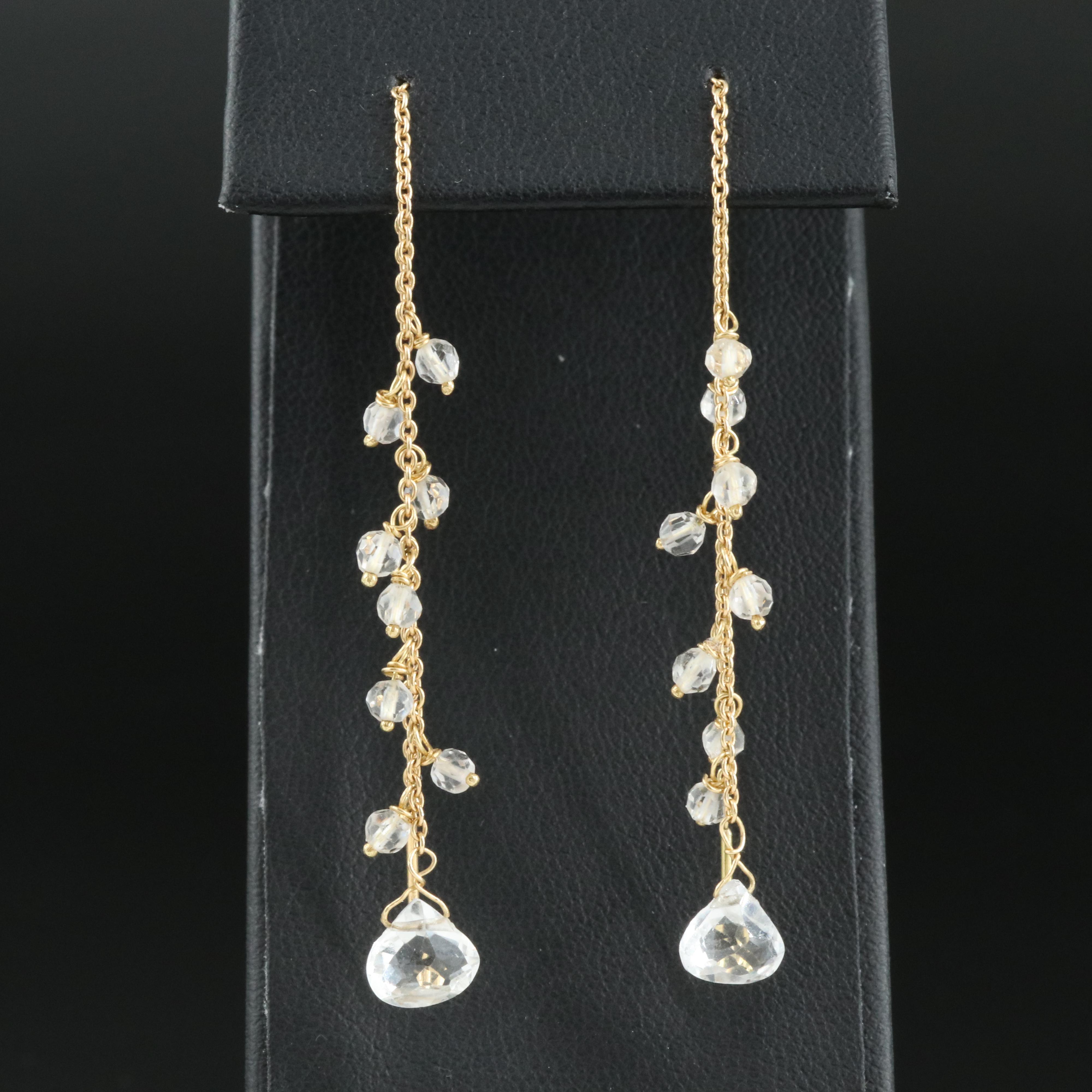 18K Topaz and Rock Crystal Quartz Earrings