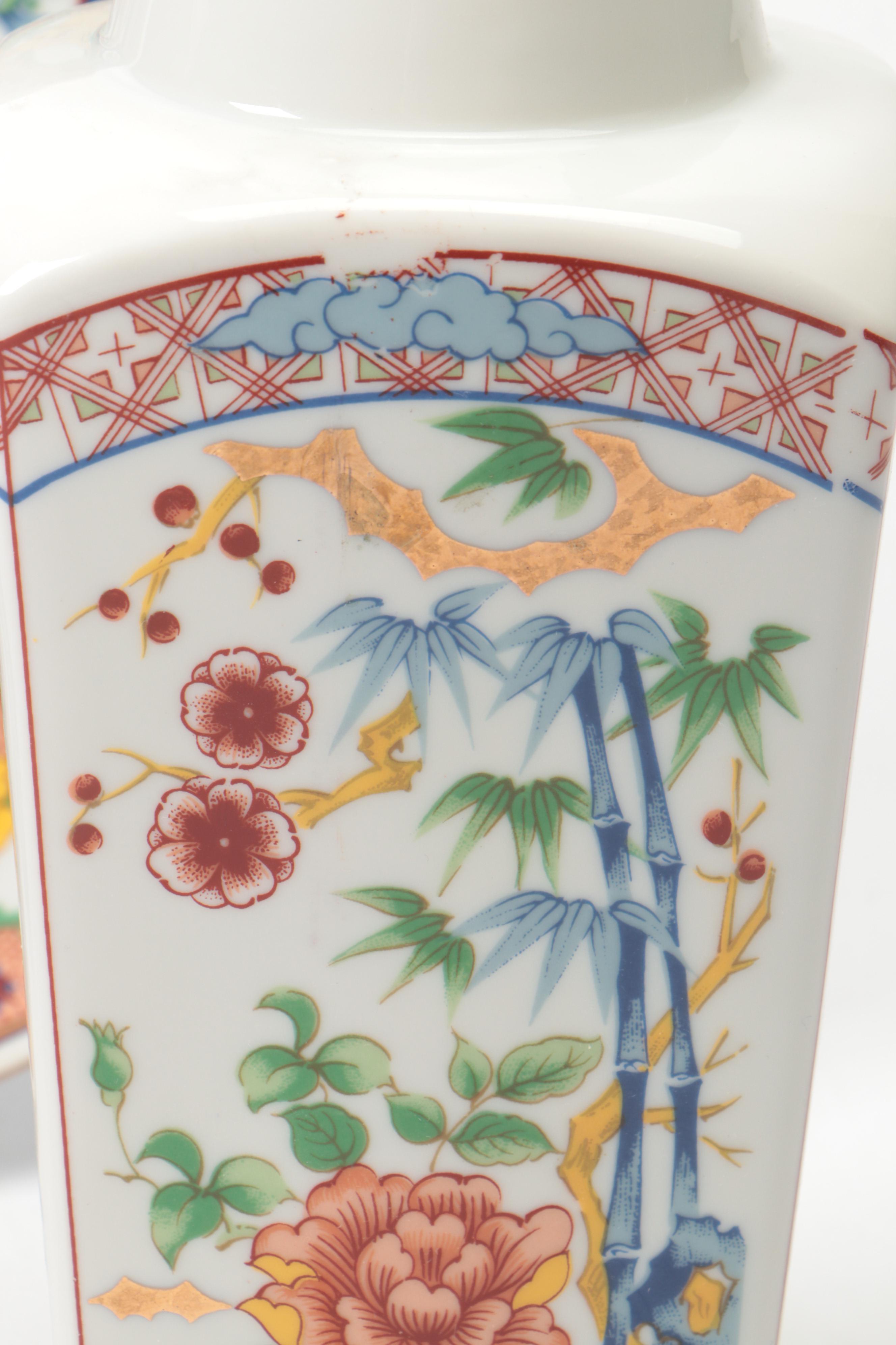 Japanese Ucagco Porcelain Ginger Jar, Vase, and Plate with More Asian Porcelain