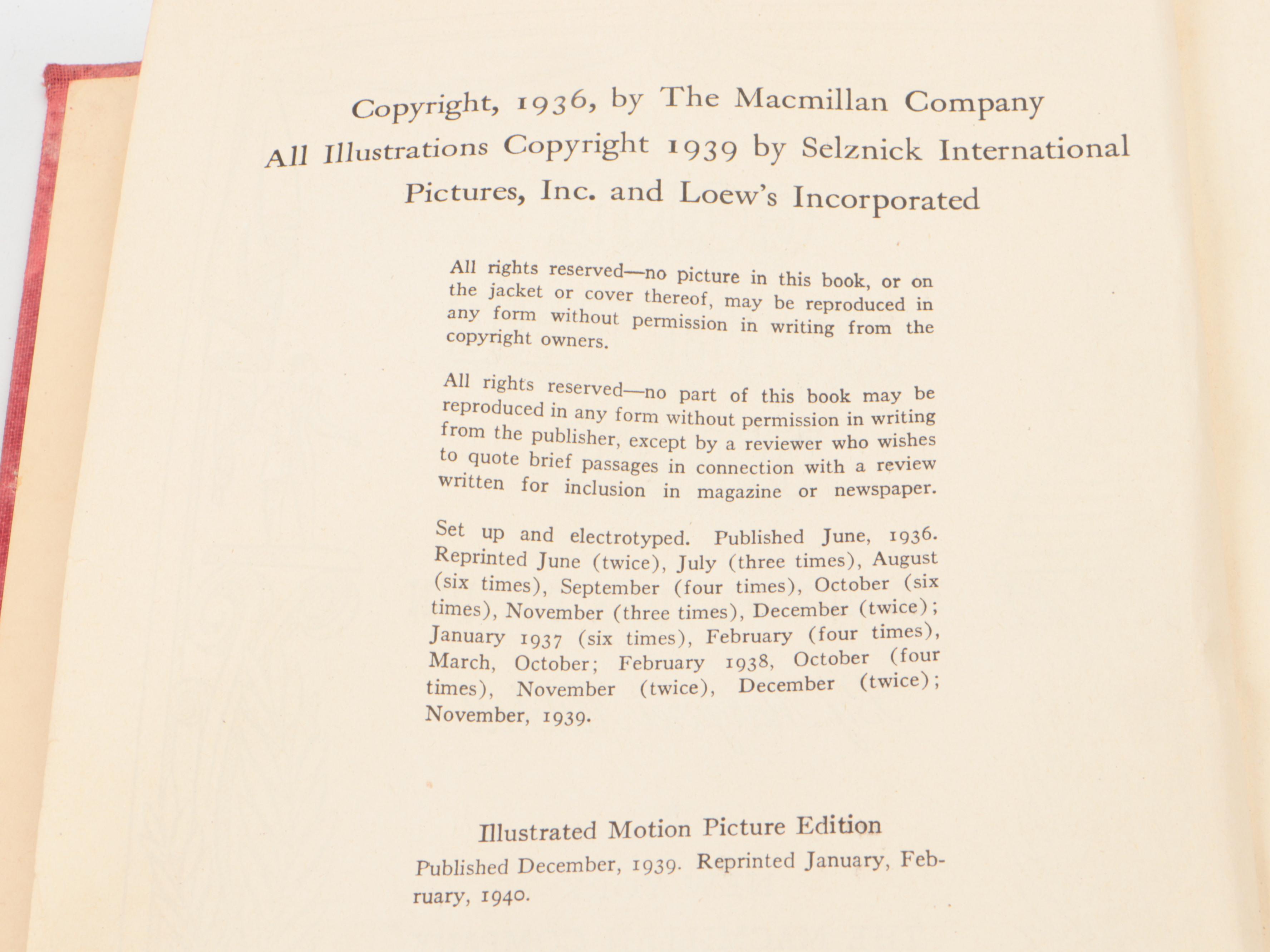 Motion Picture Edition "Gone with the Wind" by Margaret Mitchell and More Books