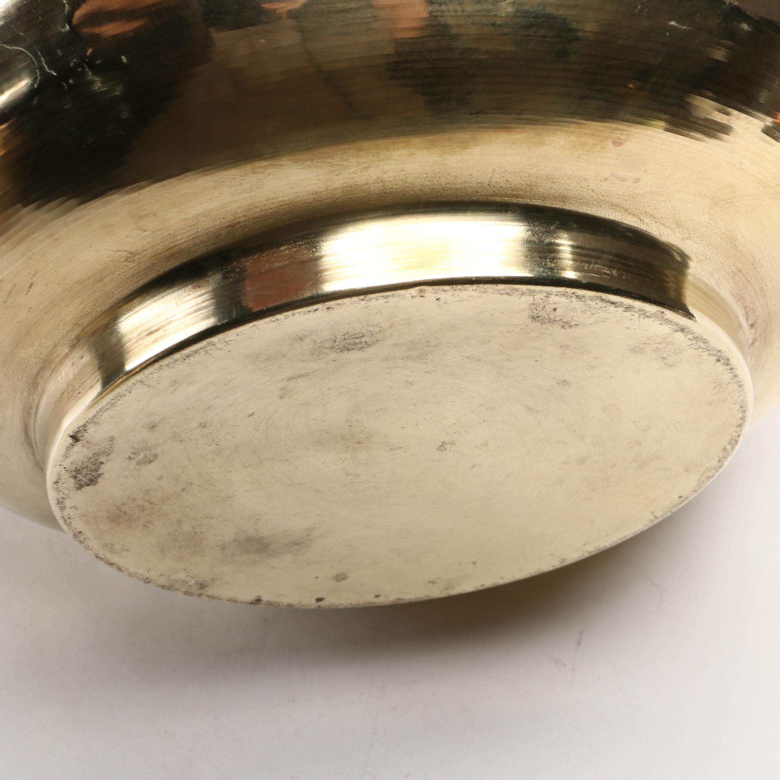 Victorian Hammered Brass Coal Bucket with Other Spittoon and Silver Metal Jug