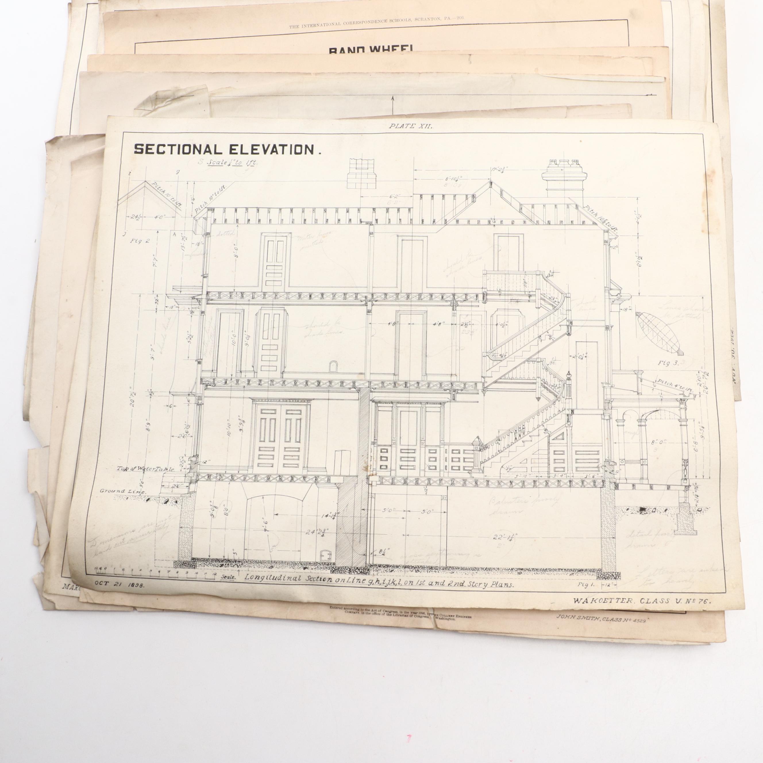 Avondale Club House and Other Mechanical Schematics, Late 19th/ Early 20th C.