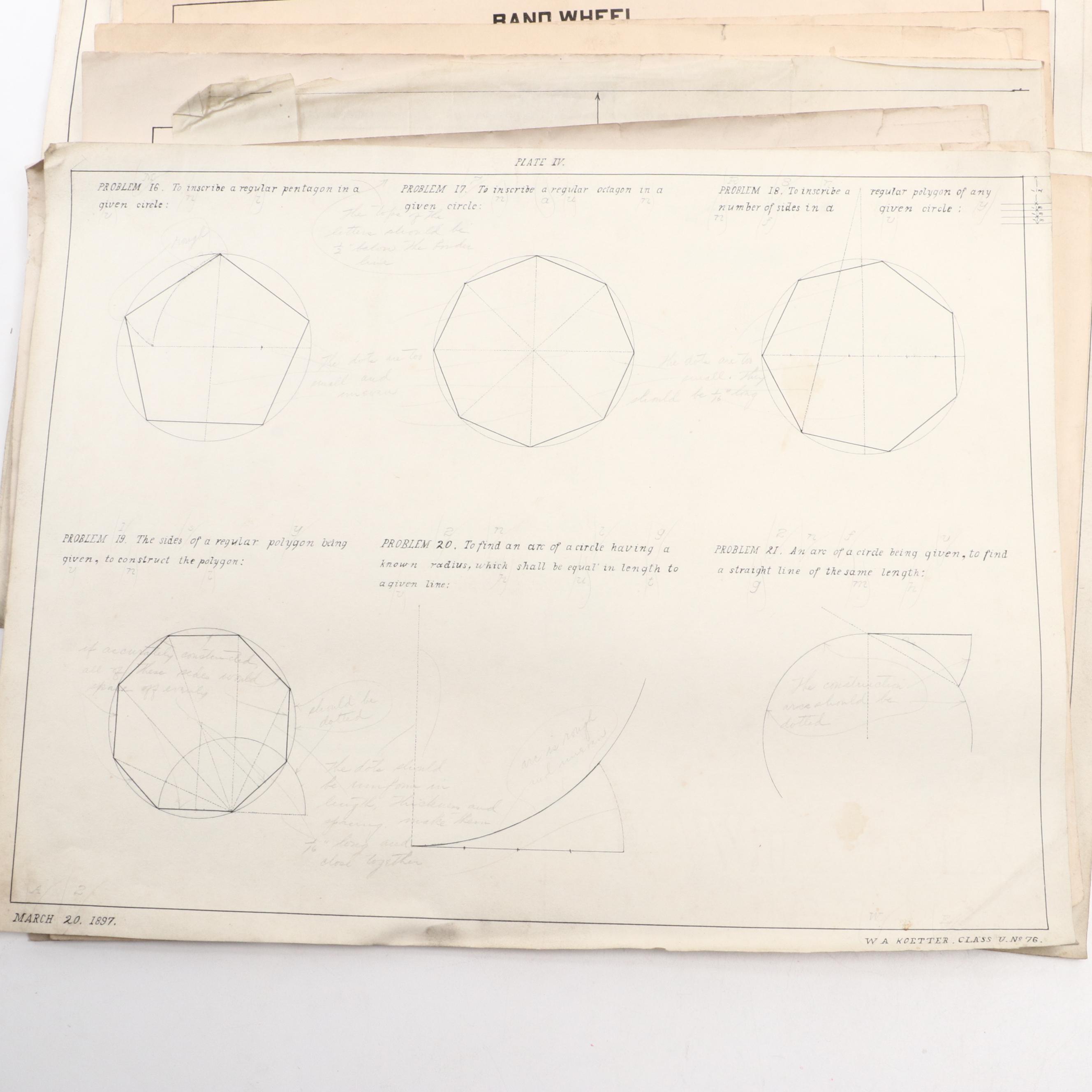 Avondale Club House and Other Mechanical Schematics, Late 19th/ Early 20th C.