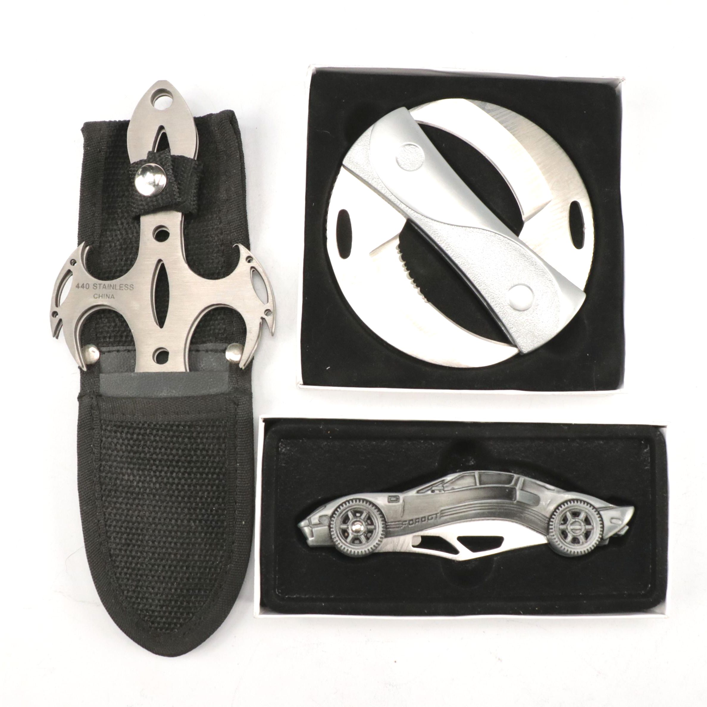 Pacific Solution Twister and Ford GT Folding Knife with Throwing Knives
