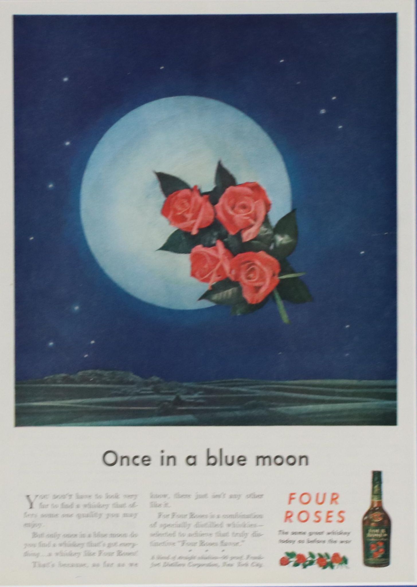 Four Roses Offset Lithograph Advertisement Poster