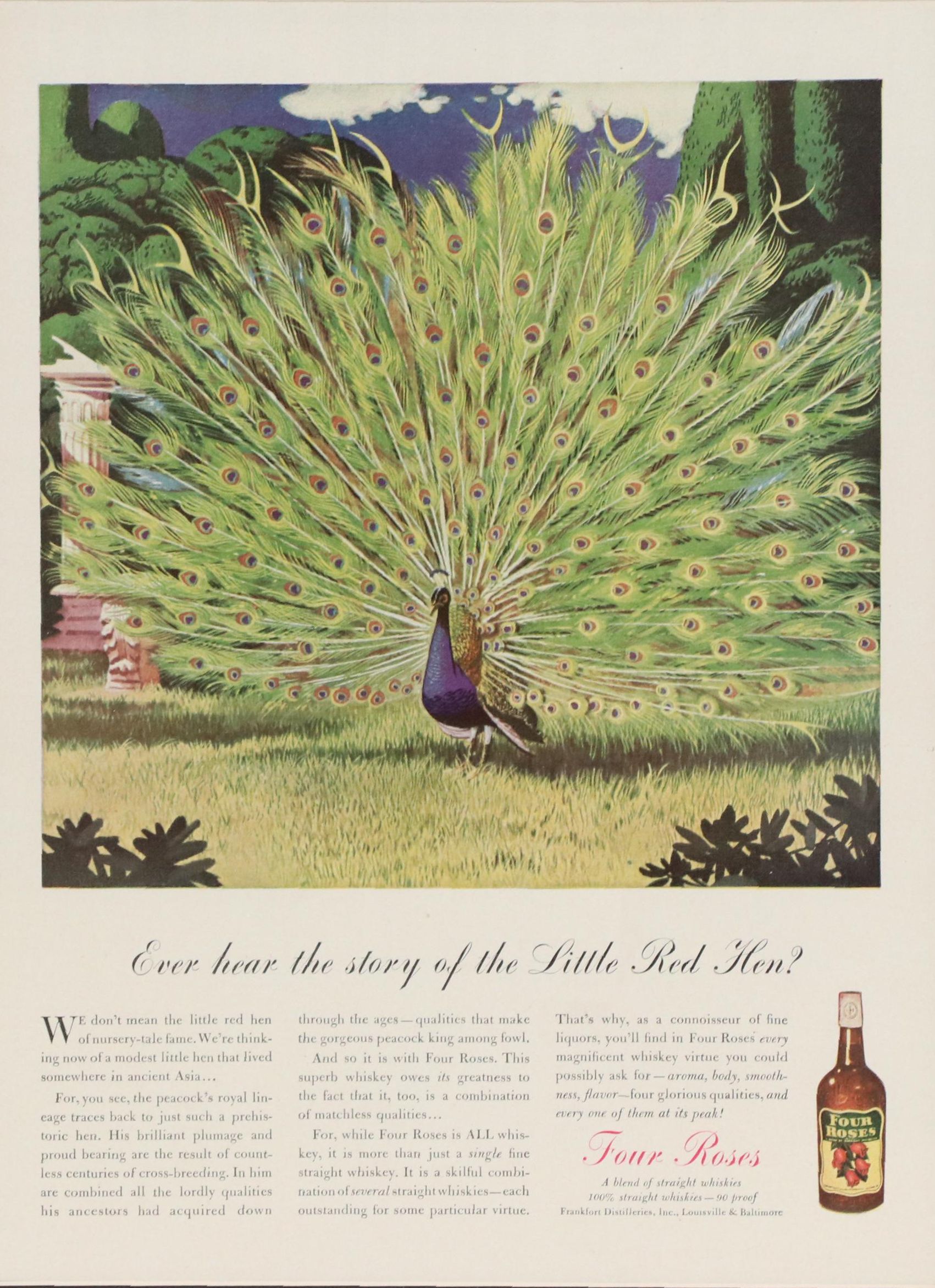 Four Roses Offset Lithograph Advertisement Poster