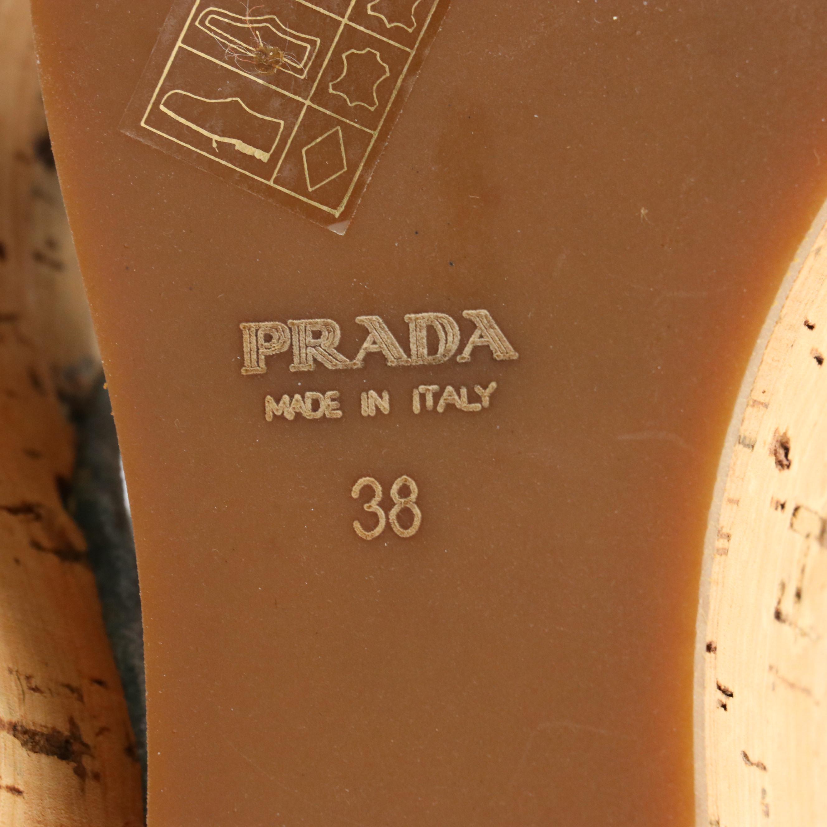 Prada Sky Blue Suede Criss-Cross Ankle Strap Wedges