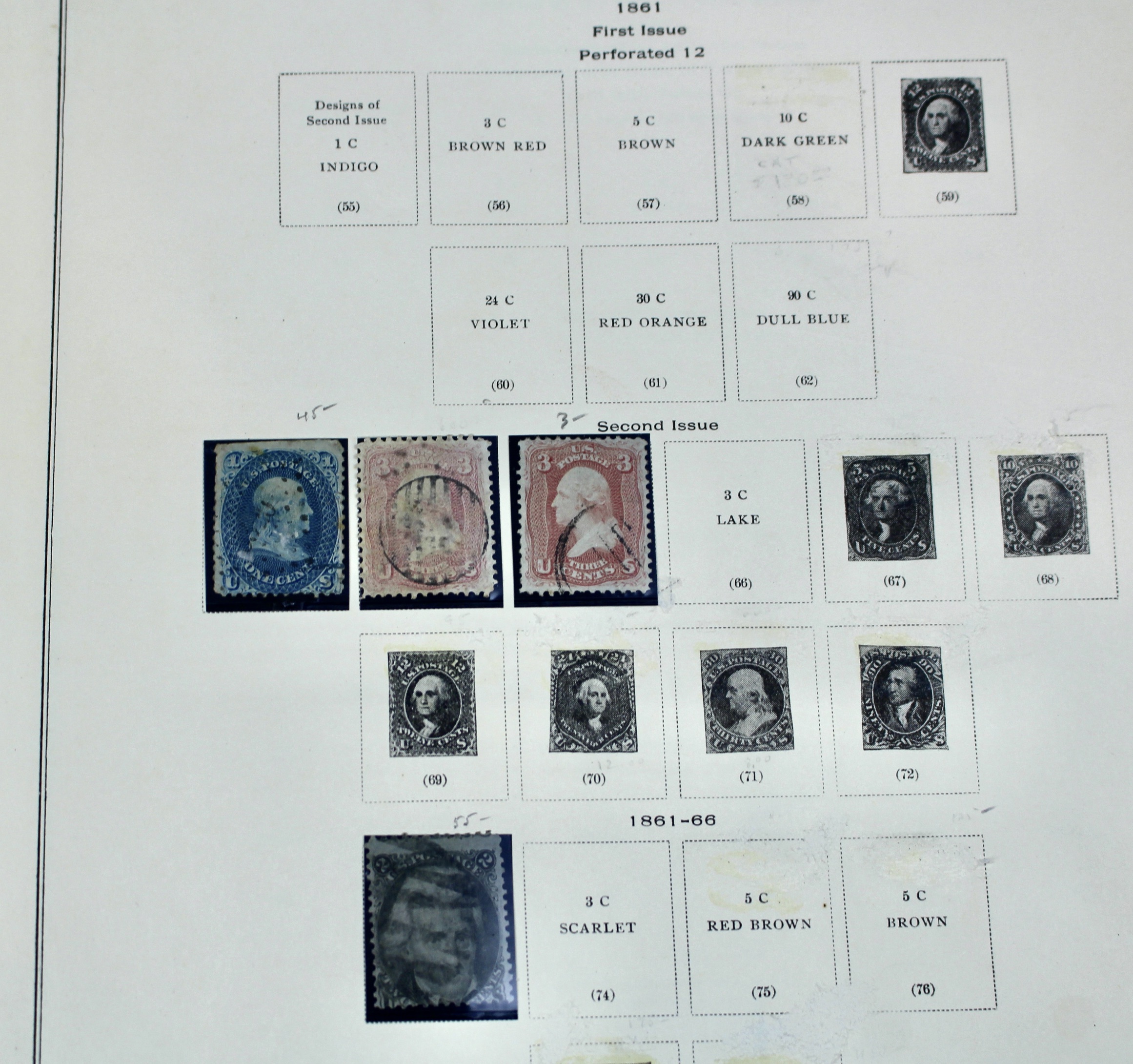 Early U.S. Postage Stamp Collection, 1861 to 1921
