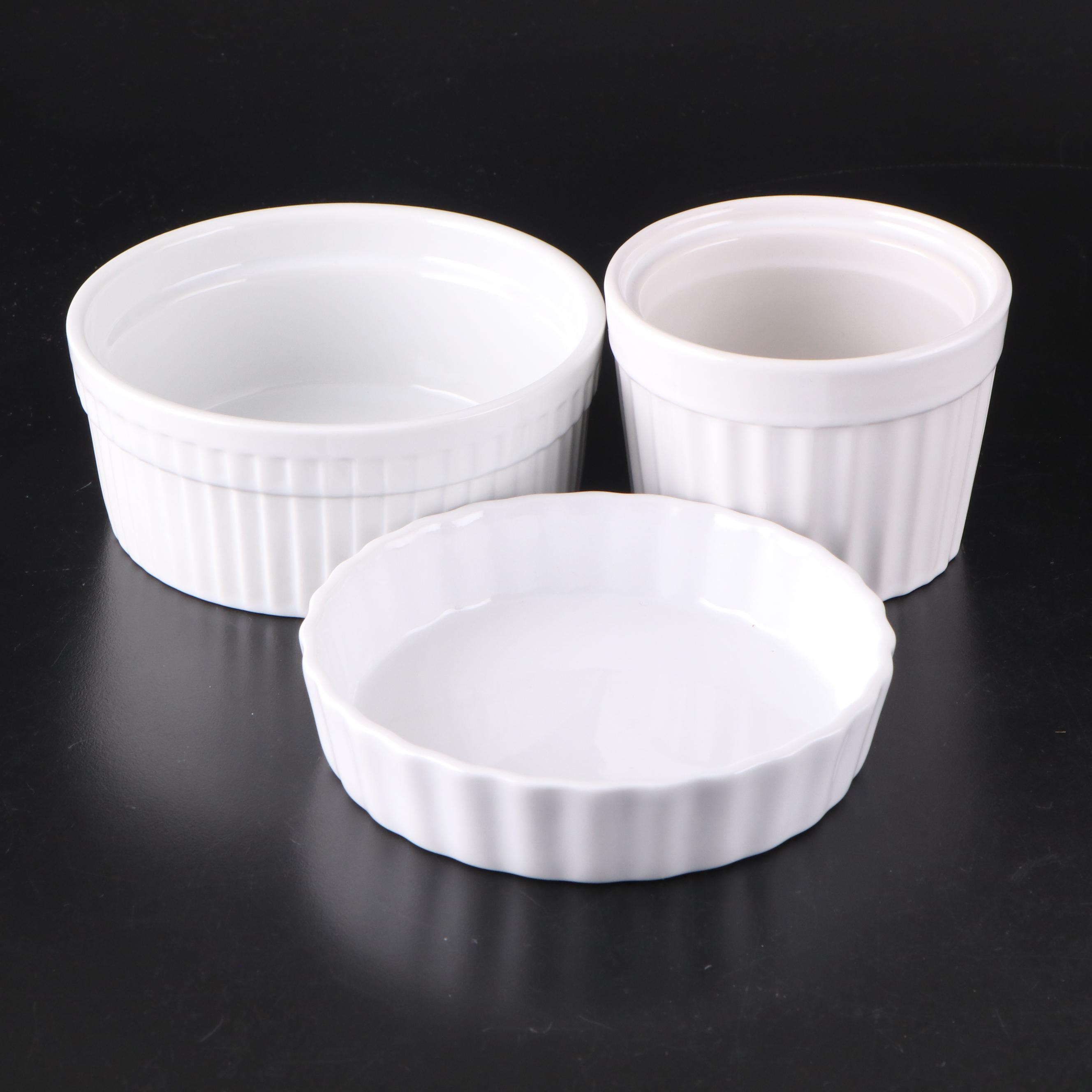 Dansk White Ceramic Bowls with Ceramic Baking Dishes