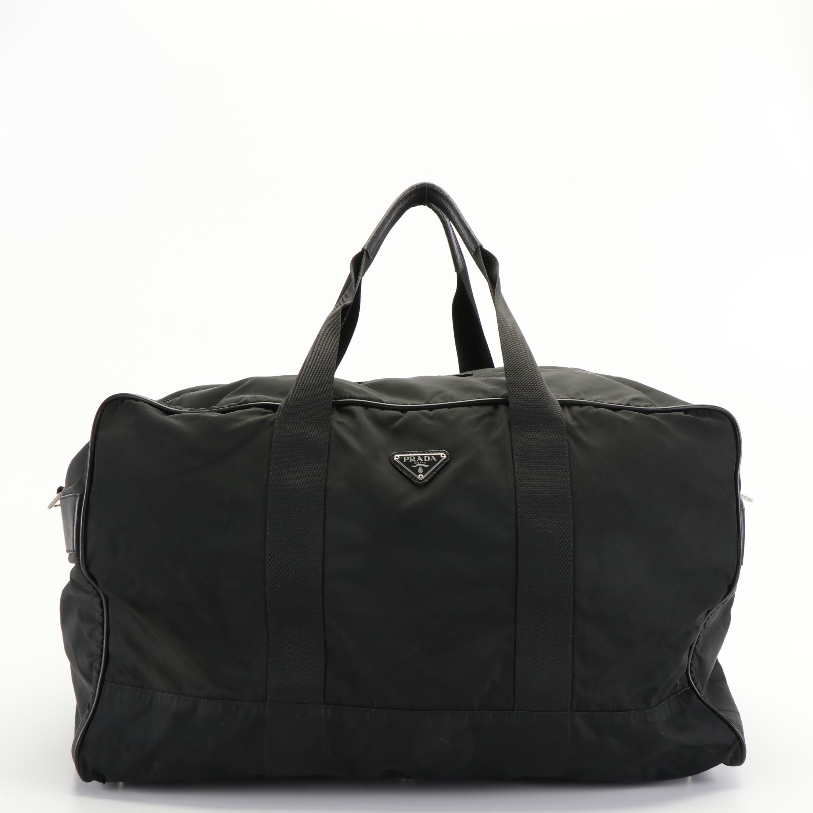 Prada Triangle Logo Tessuto Black Nylon Duffle bag