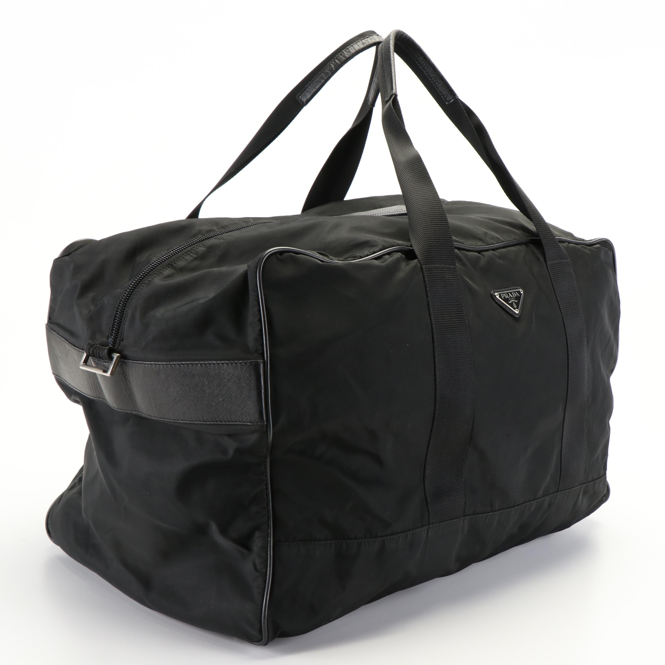Prada Triangle Logo Tessuto Black Nylon Duffle bag