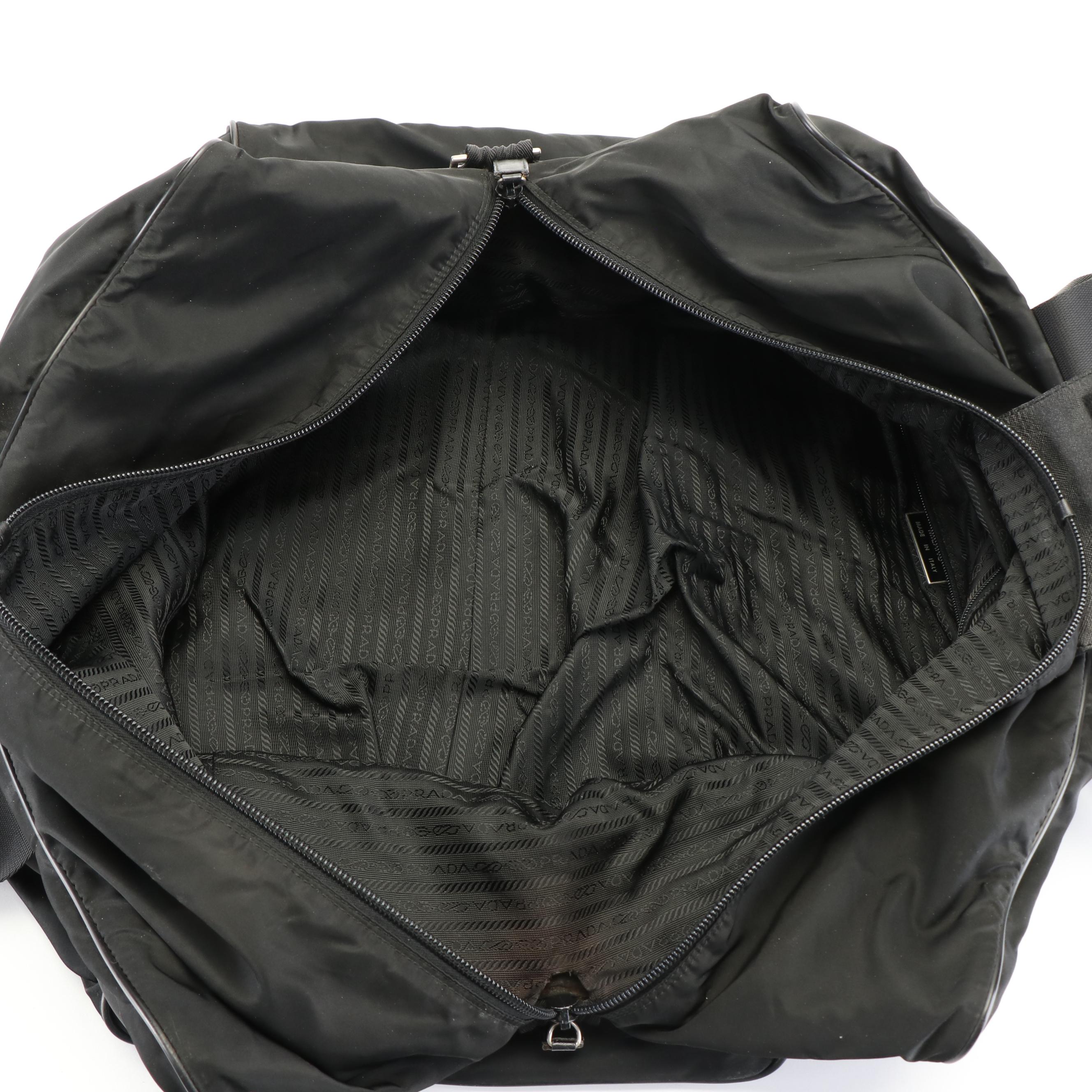 Prada Triangle Logo Tessuto Black Nylon Duffle bag