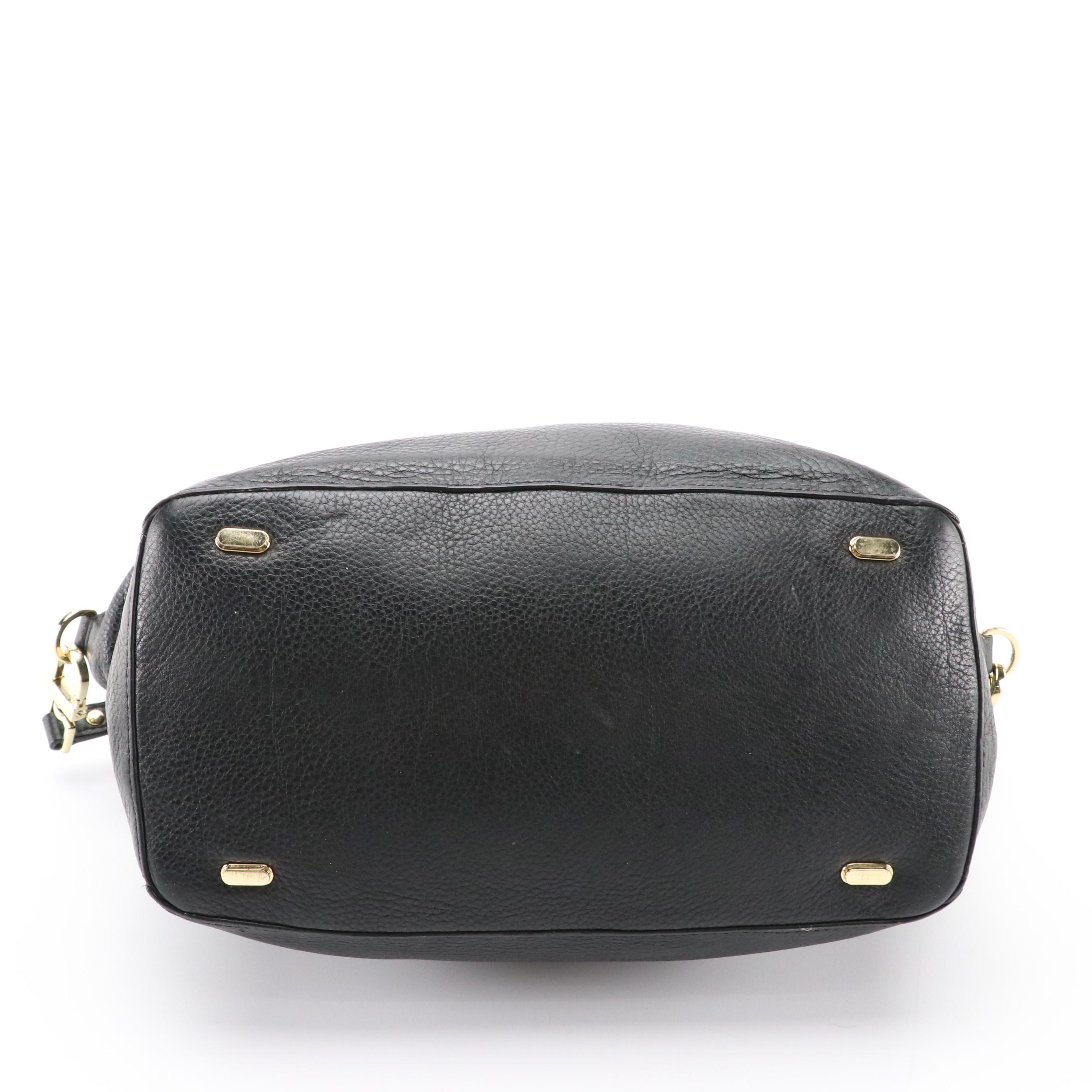 Tory Burch Two-Way Satchel in Pebbled Black Leather