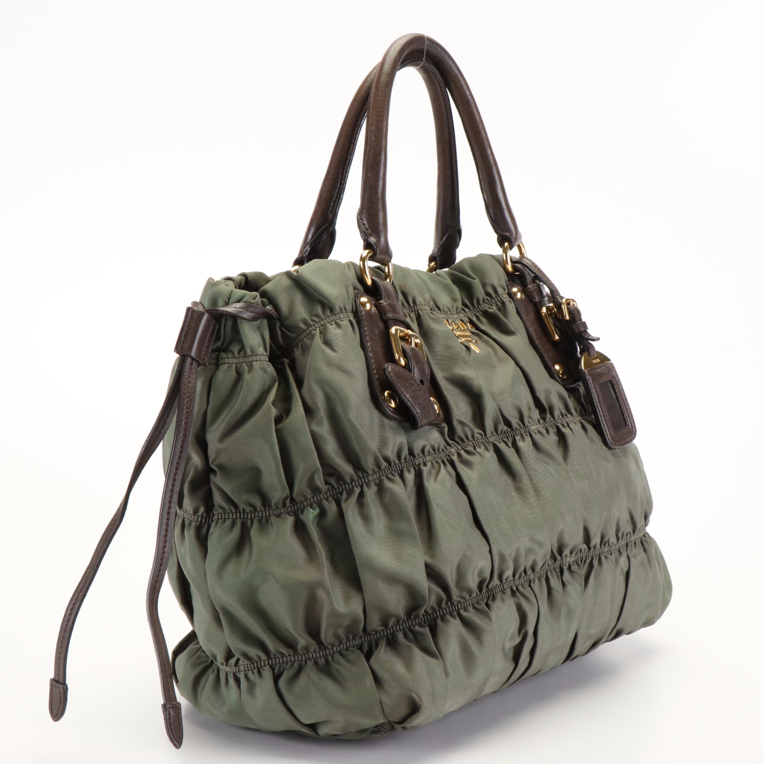 Prada  Gaufre Green Tessuto Nylon Tote Bag