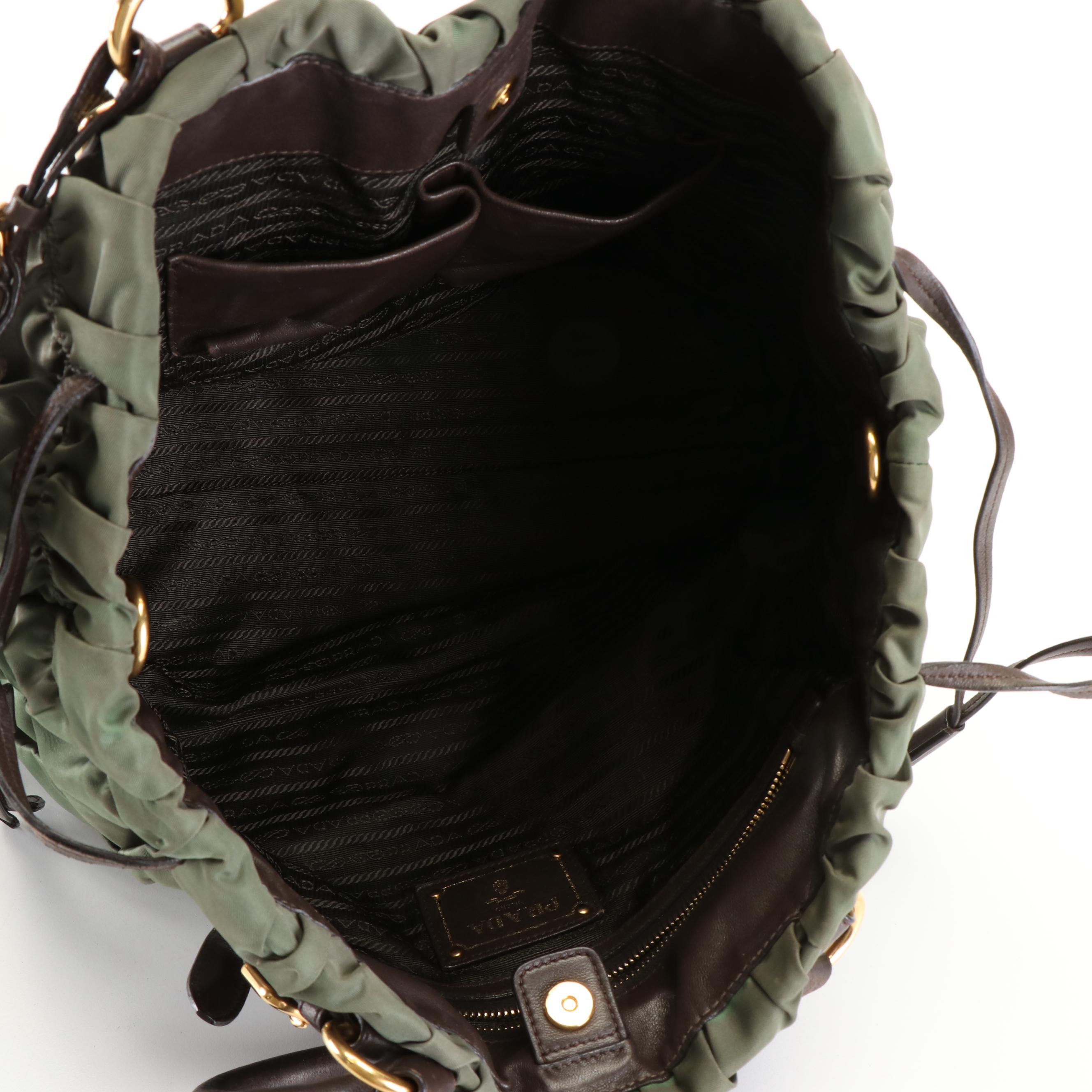 Prada  Gaufre Green Tessuto Nylon Tote Bag