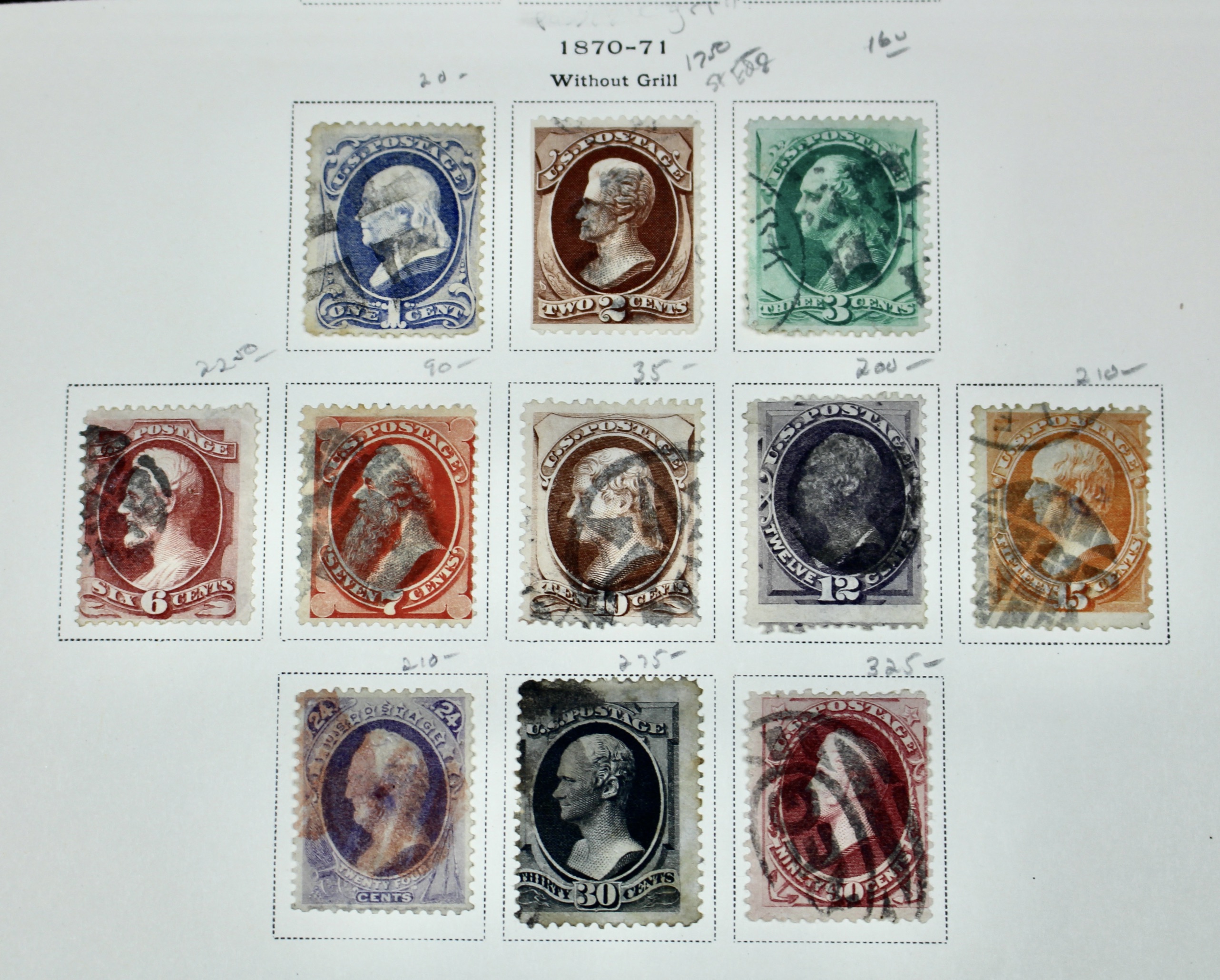19th Century U.S. Postage Stamp Collection, 1870 to 1871