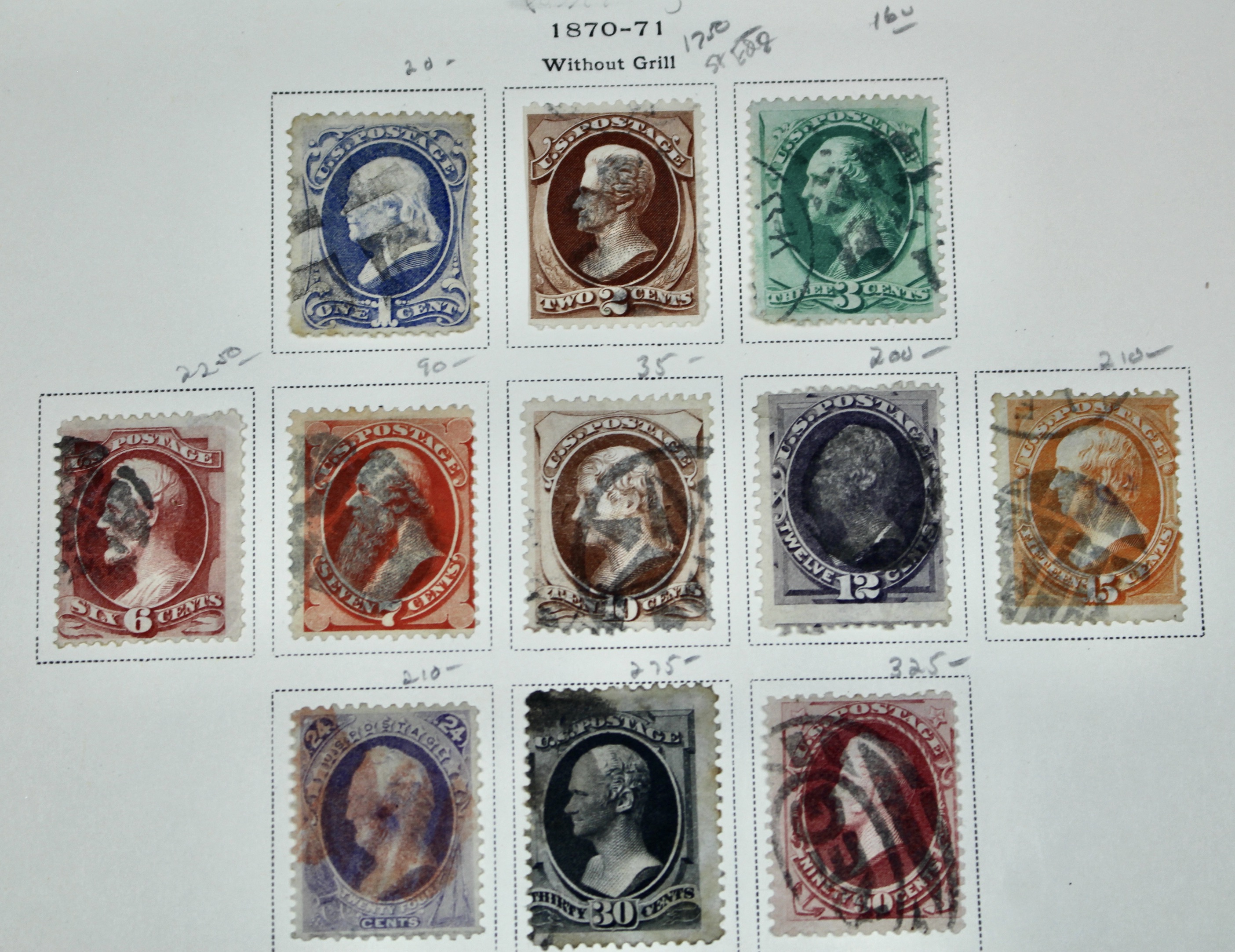 19th Century U.S. Postage Stamp Collection, 1870 to 1871