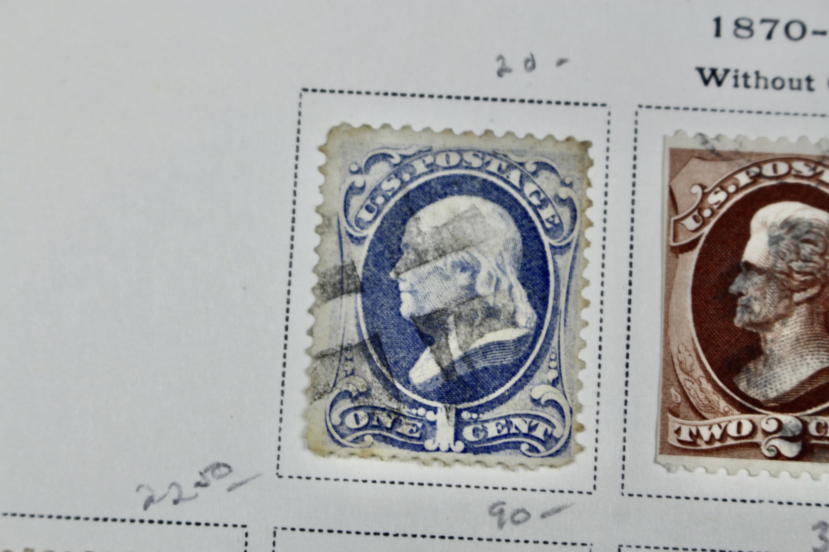 19th Century U.S. Postage Stamp Collection, 1870 to 1871