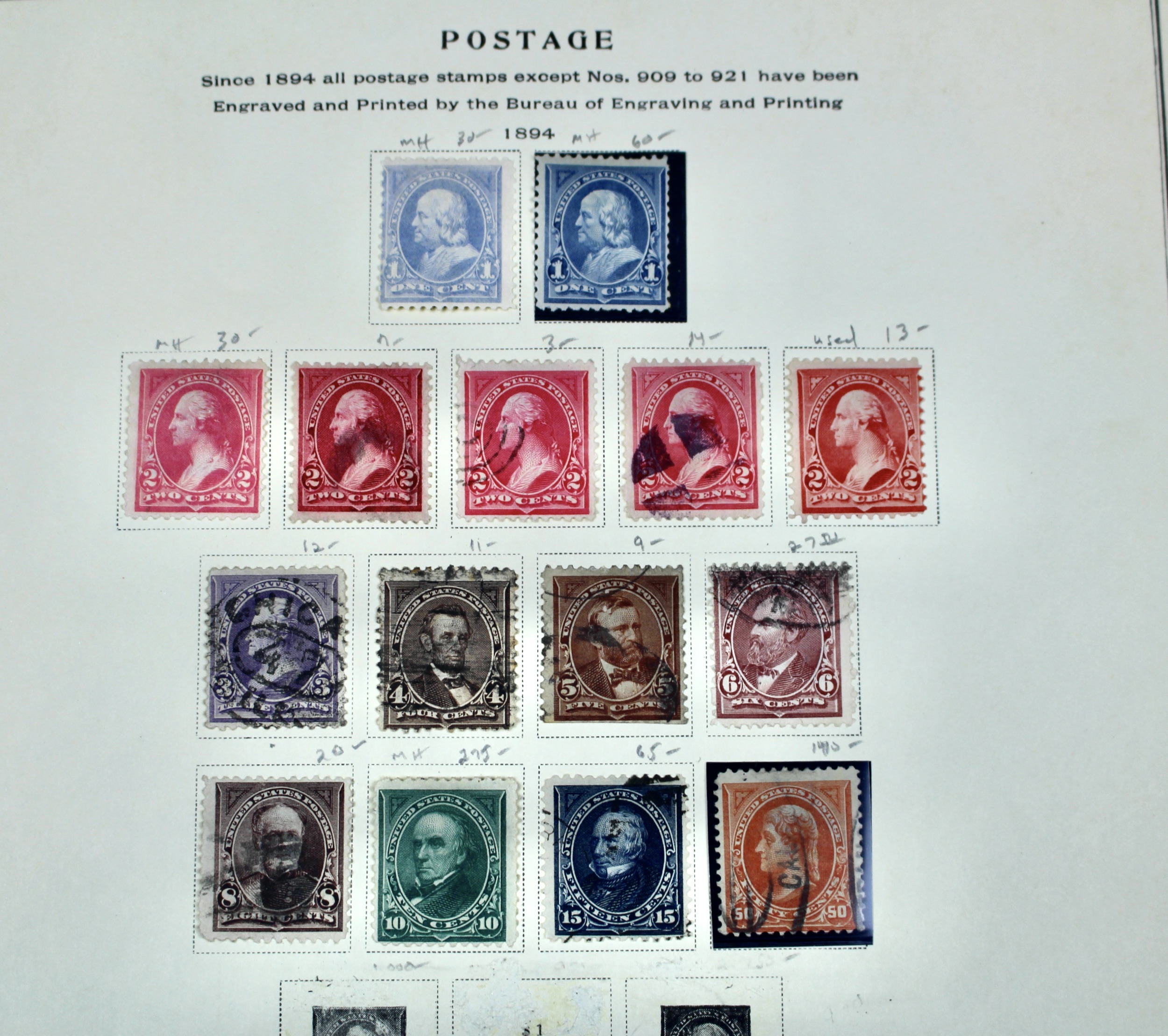 1894 U.S. Postage Stamp Collection