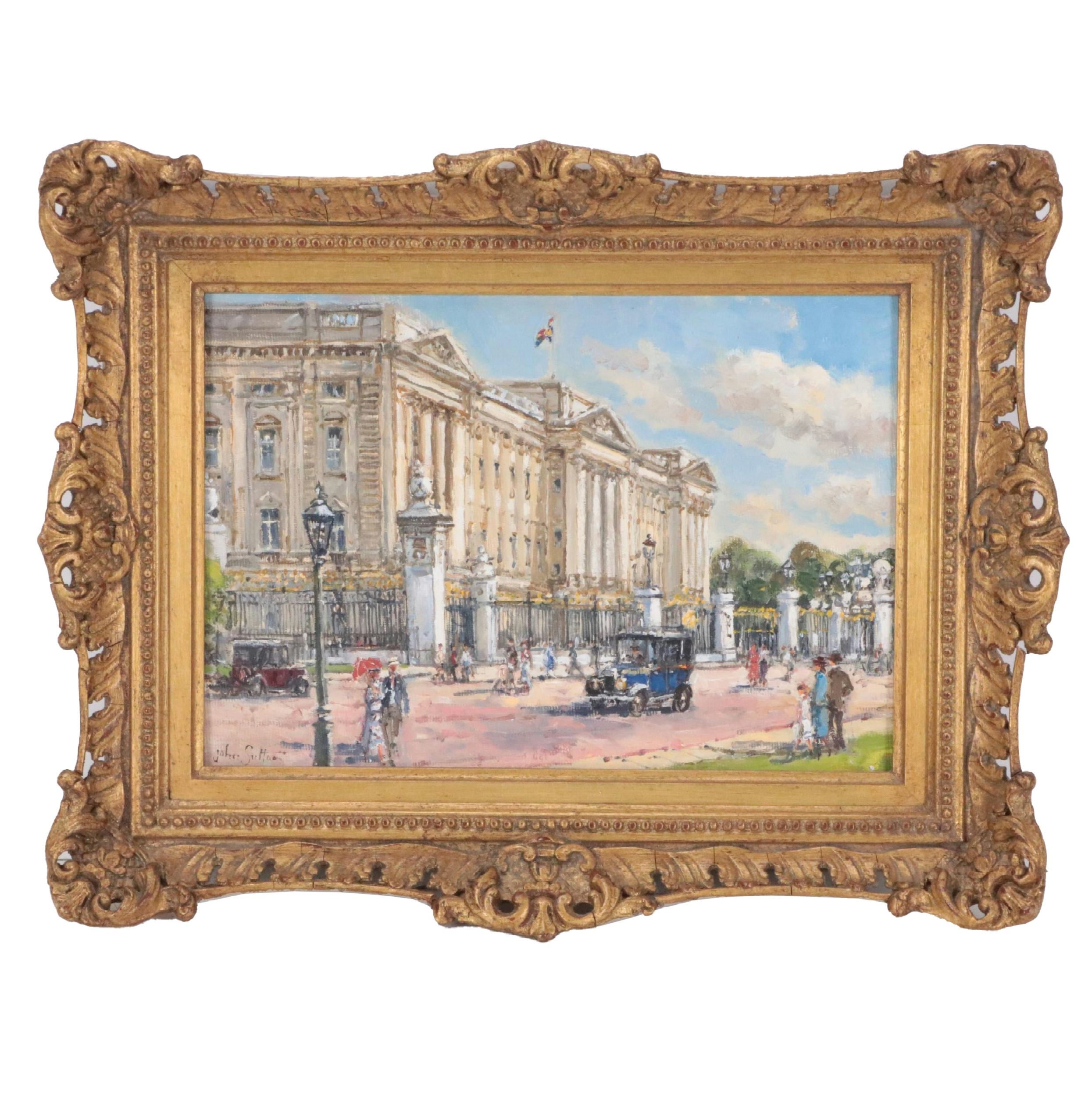 John Sutton Oil Painting "Sightseeing - Buckingham Palace 1935"