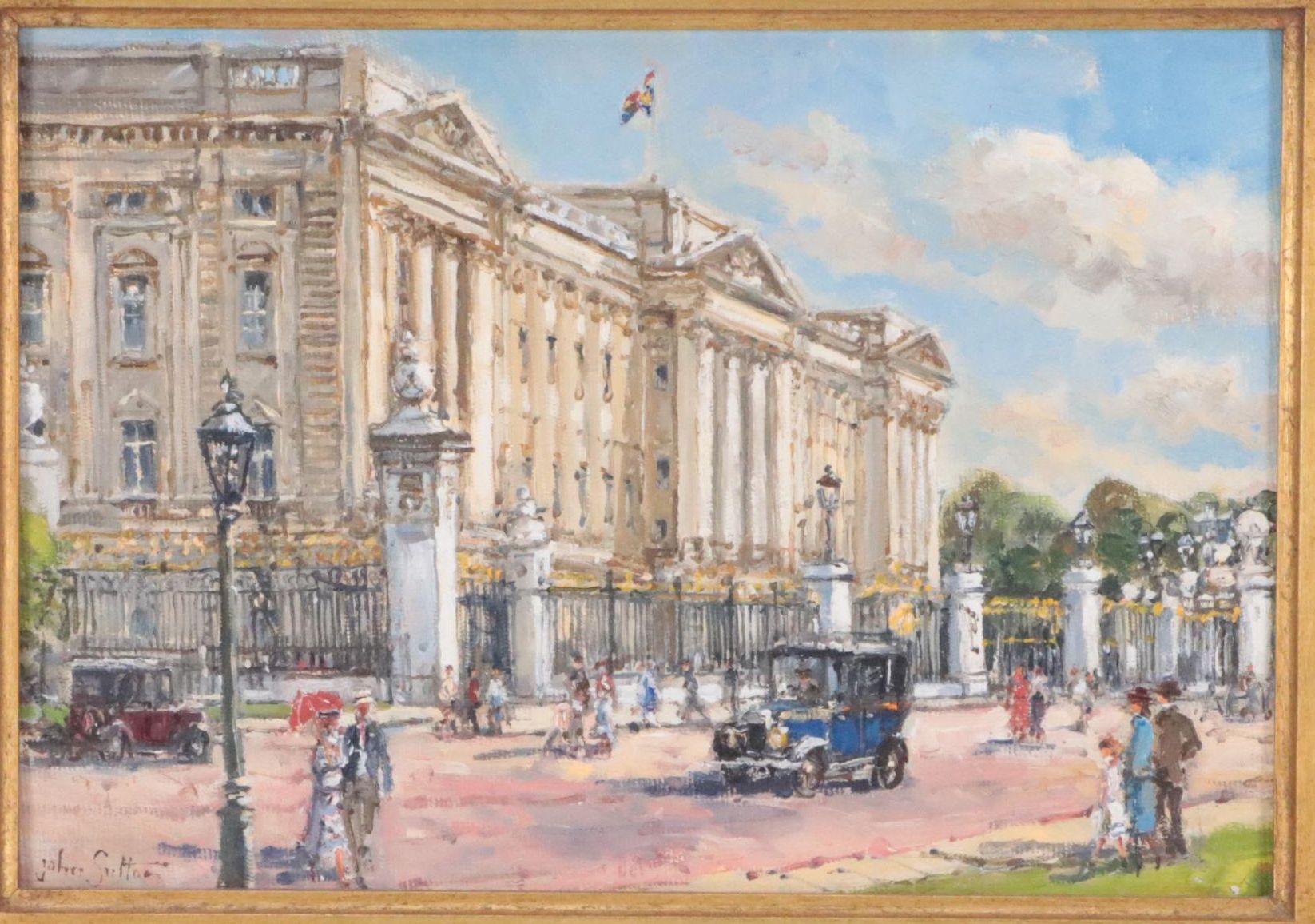 John Sutton Oil Painting "Sightseeing - Buckingham Palace 1935"