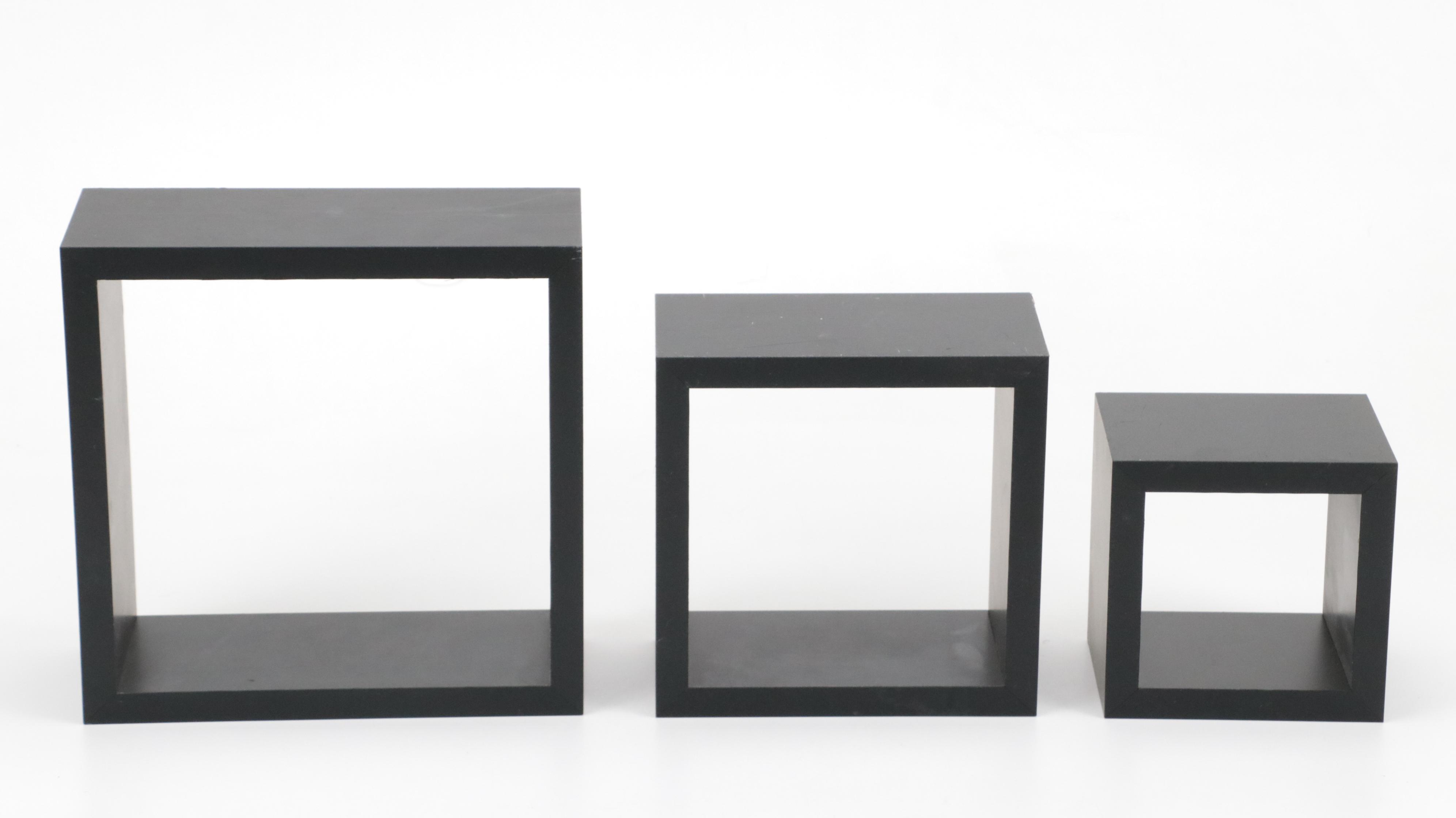 Graduated Floating Wall Cube Shelving with Other Decor Items