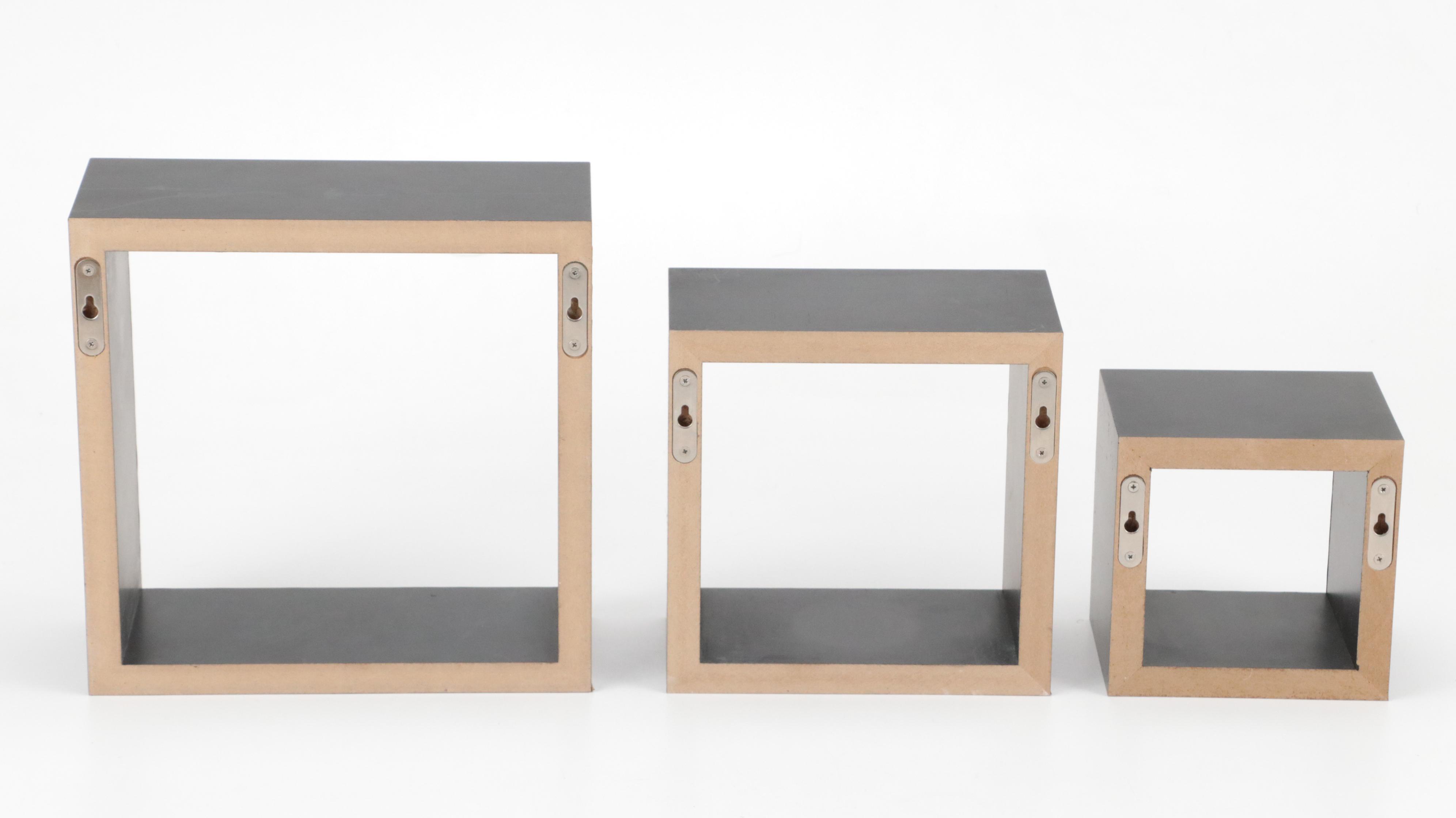 Graduated Floating Wall Cube Shelving with Other Decor Items