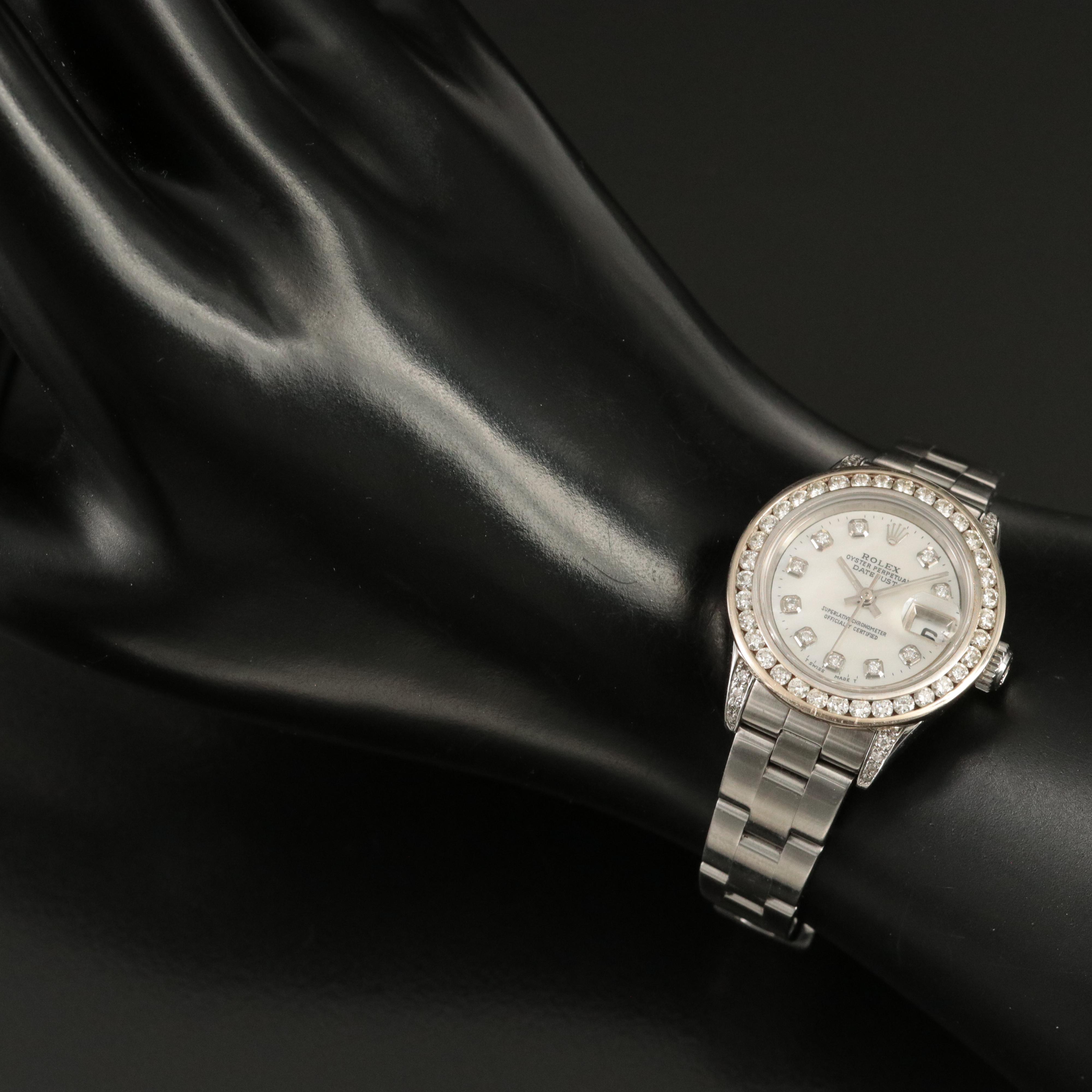 2004 Rolex 1.34 CTW Custom Diamond Dial Datejust Watch